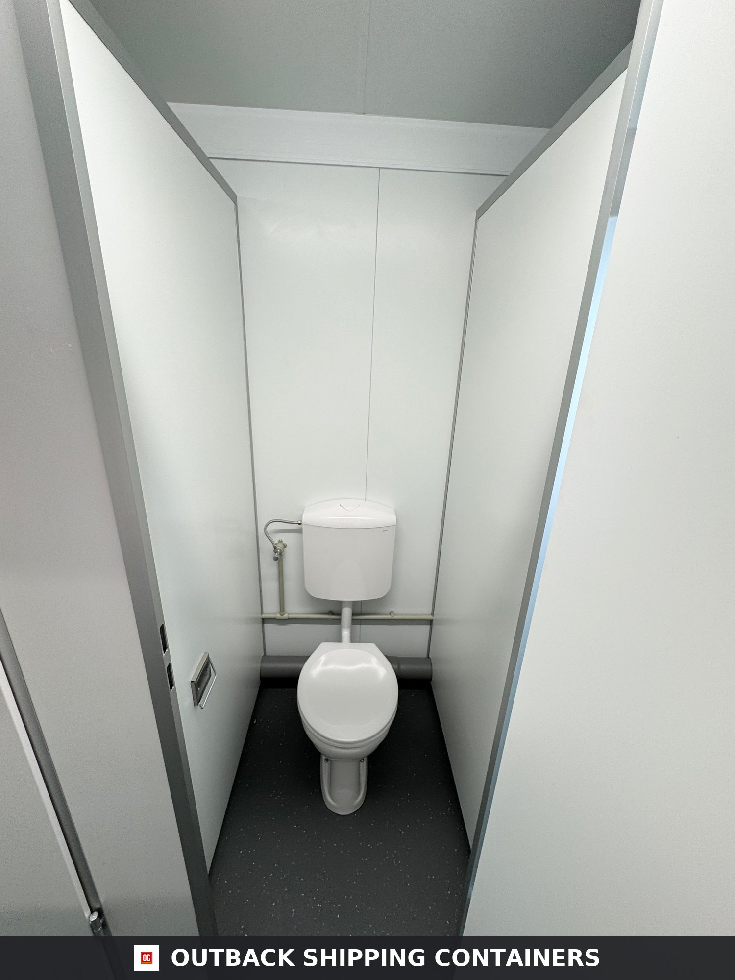 Toilet Block for Sale — Corner Casting and Frame Detail | Outback Shipping Containers Toilet Block — 5 WC / 5 Basins / 4 Urinals — 20 x 8 ft NEW Portable — Grey — No 797 — product gallery image 10 of 19