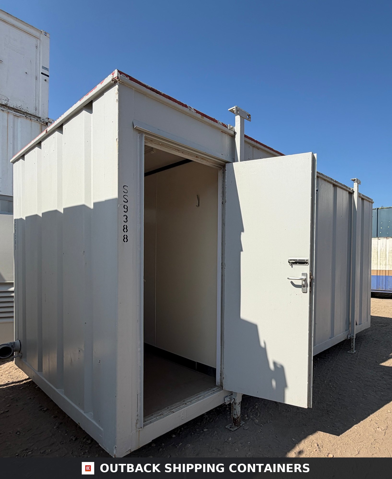 16x9ft for Sale — Rear Exterior View | Outback Shipping Containers 16x9ft — 3 + 1 Toilet Block — Portable Building — Site Accommodation - image 3