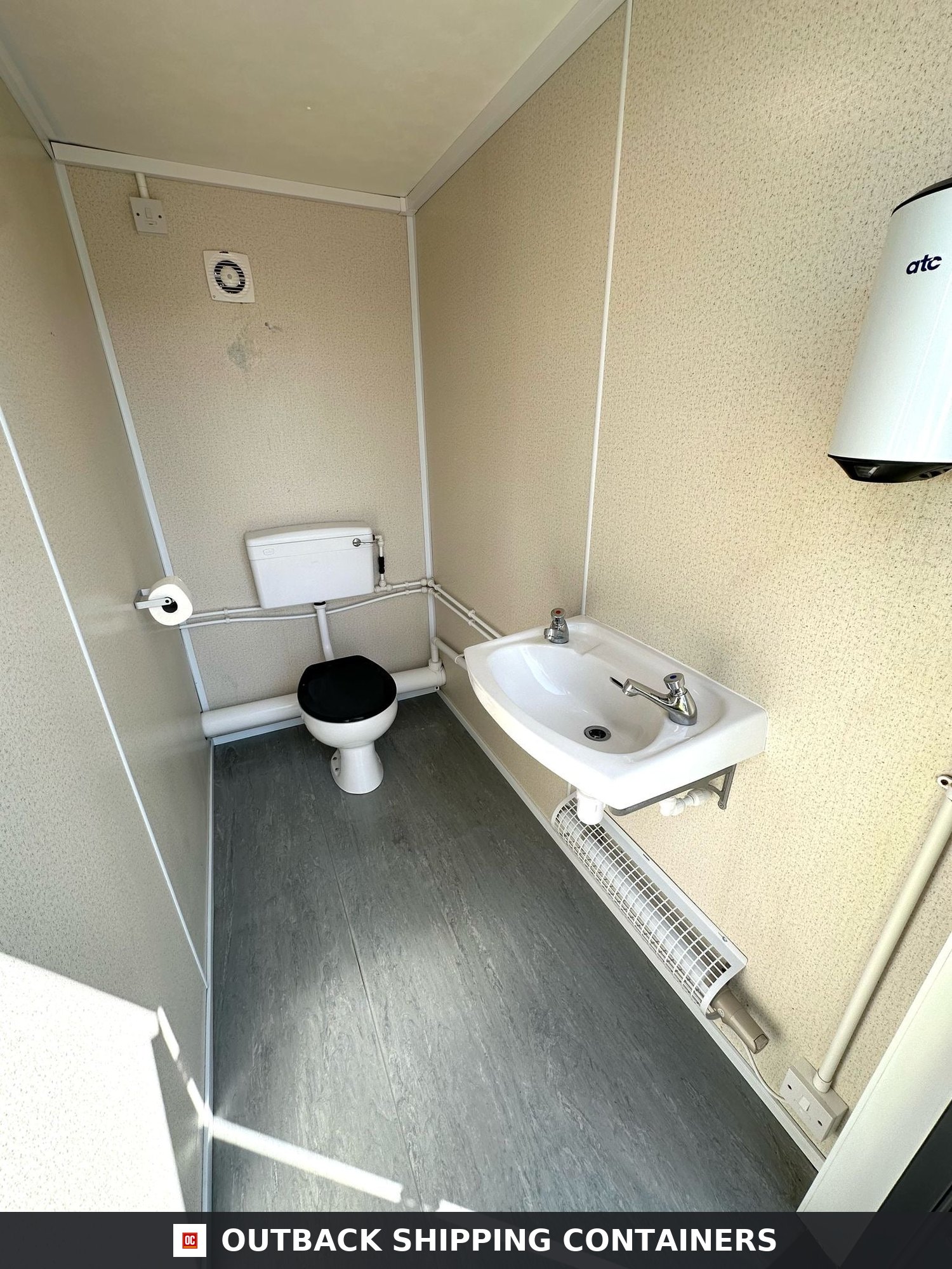 Toilet Block for Sale — Door and Entry Detail | Outback Shipping Containers 2 Toilet Block — 20 x 8 ft — 5 Bays Anti-Vandal Portable — No 1432 — product gallery image 6 of 13