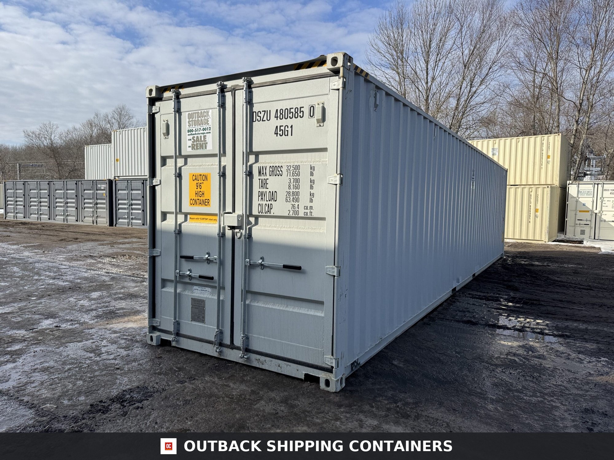 40ft New High Cube Shipping Container – Wind & Watertight – Gray — 40ft — new (image 1 of 12)
