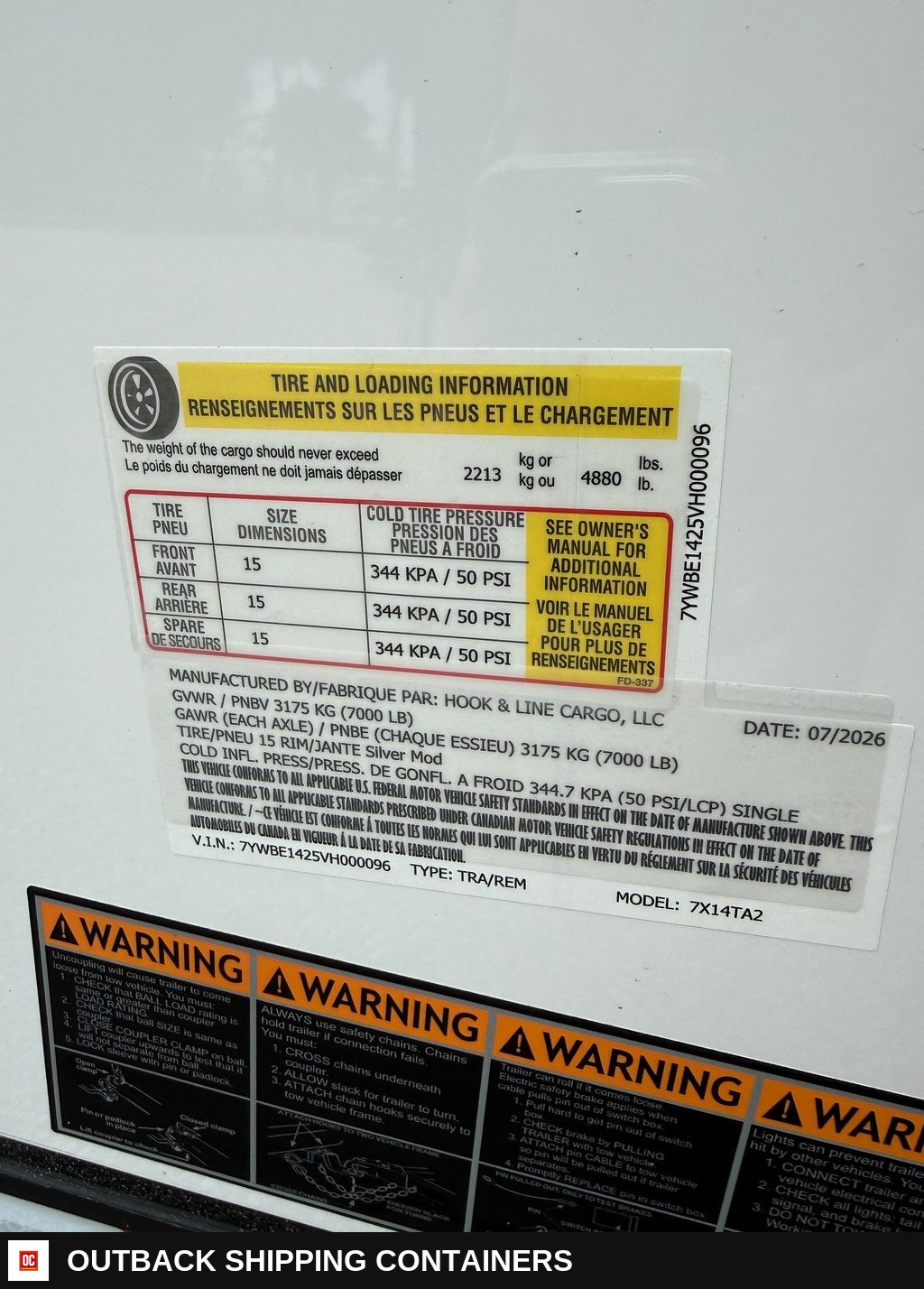 New 2027 Hook & Line 7 x 14 Enclosed Trailer 7k GVWR — Stainless Prep And Counter Area | Outback Shipping Containers New 2027 Hook & Line 7 x 14 Enclosed Trailer 7k GVWR for sale — stainless prep and counter area