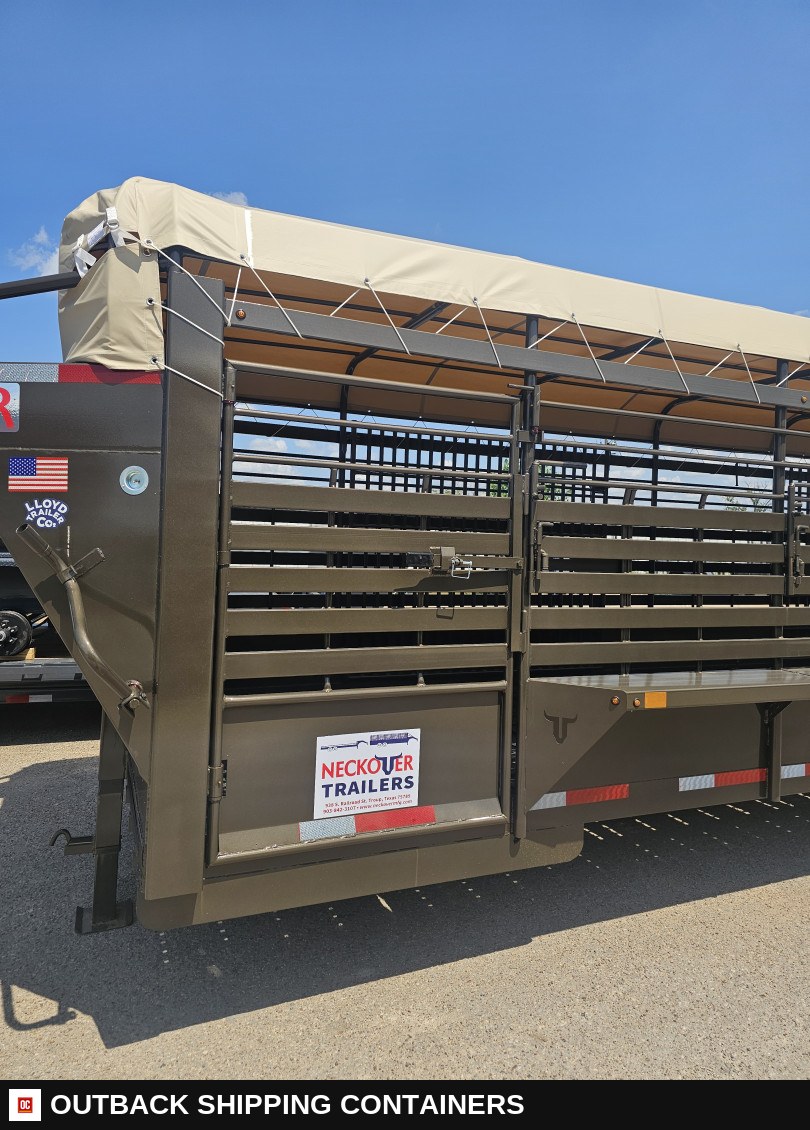 2025 Neckover 32’X6’8" Stock / Stock Combo Trailer — Driver-Side Profile | Outback Shipping Containers 2025 Neckover 32’X6’8" Stock / Stock Combo Trailer for sale — driver-side profile