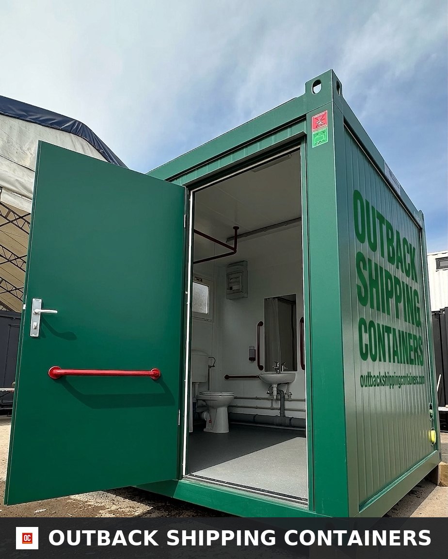 CUSTOM for Sale — Side Profile View | Outback Shipping Containers CUSTOM — Disabled Access Toilet Block With Shower Facility — 10 x 8 ft Portable — No 794 — primary exterior image 1 of 16