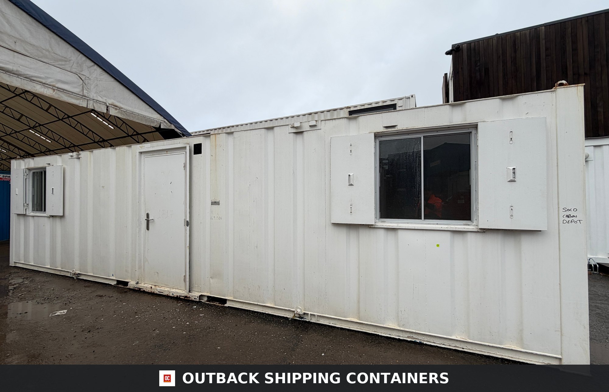32x10ft for Sale — Rear Exterior View | Outback Shipping Containers 32x10ft — Canteen / Office — Building Site Accommodation — Portable Anti-Vandal - image 3