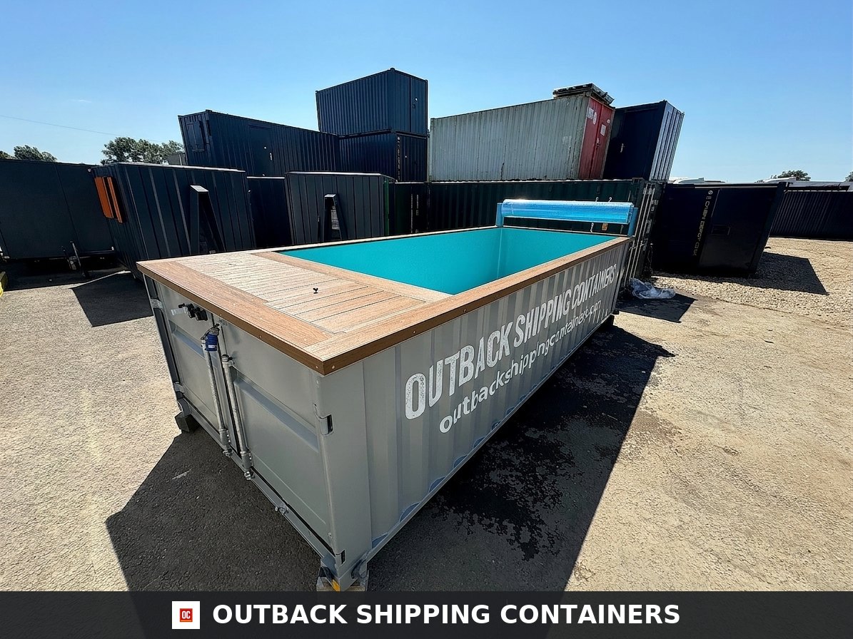 20FT Caribbean Blue Swim-Jet Container Pool — Side Profile View | Outback Shipping Containers 20FT Caribbean Blue Swim-Jet Container Pool — view 1 of 10