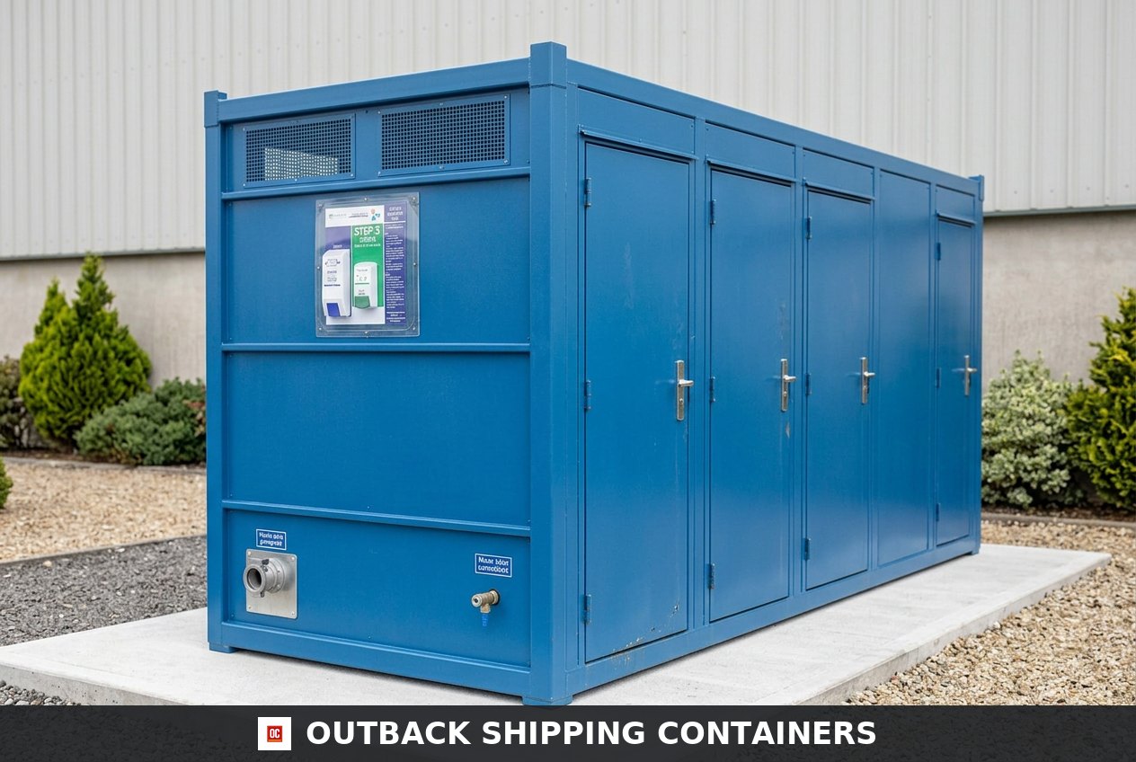 5+1 Steel Toilet Cabin 24FT x 9FT for Sale — Interior View | Outback Shipping Containers 5+1 Steel Toilet Cabin 24FT x 9FT — new — sanitation units (image 5 of 6)