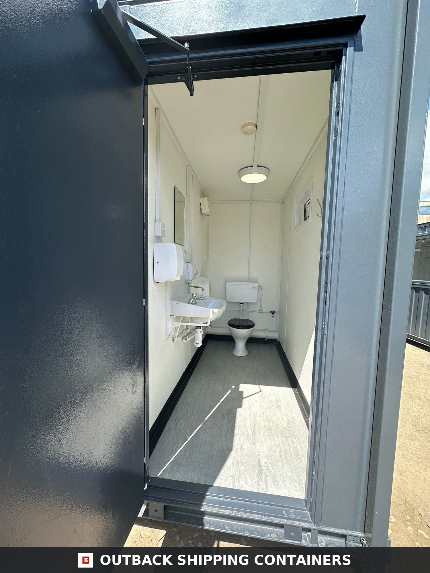 3+1 Toilet Block for Sale — Interior View | Outback Shipping Containers 2 3 4 3+1 Toilet Block — 16 x 9 ft Anti-Vandal — Portable Toilet Block — No 1114 — product gallery image 5 of 12