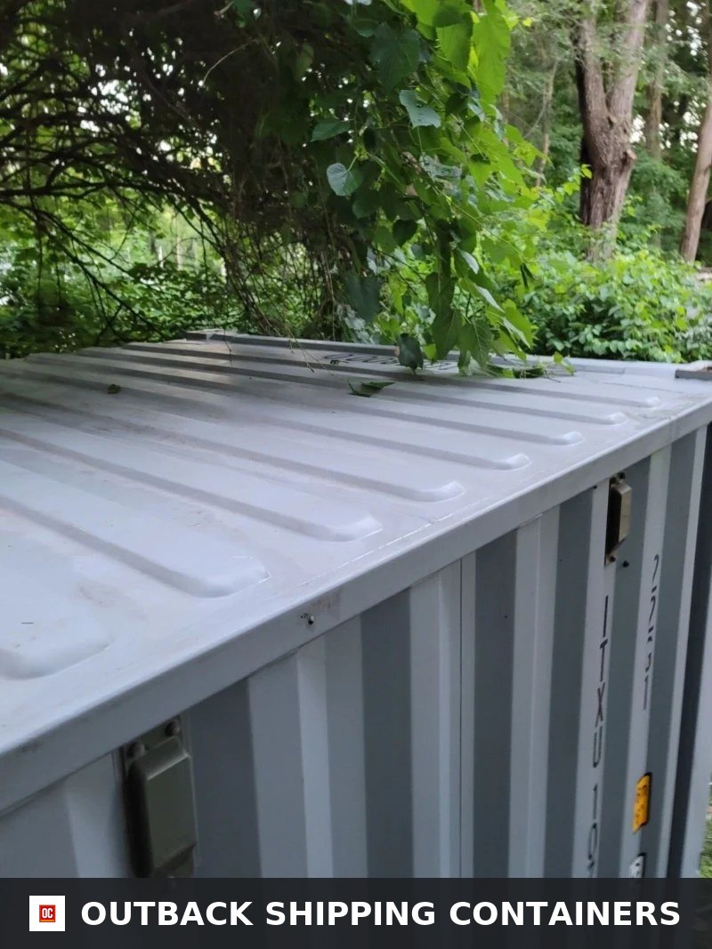 20Ft Used Steel Shipping Container — Three-Quarter Angle View | Outback Shipping Containers 20Ft Used Steel Shipping Container – Excellent Condition — 20ft — used — storage containers (image 3 of 8)
