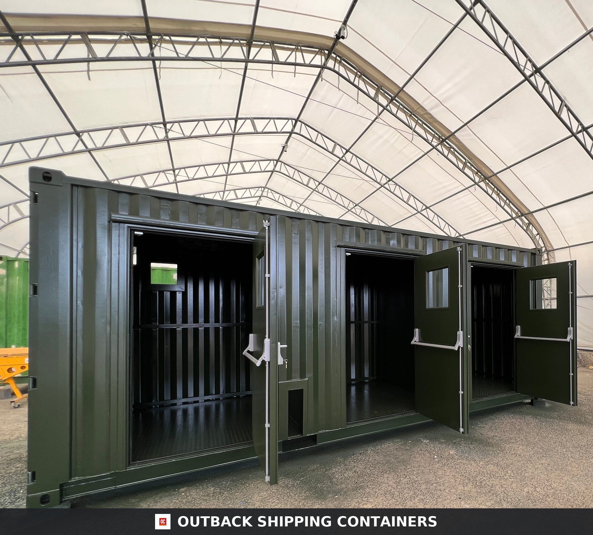 20 ft Modified Shipping Container Conversion 20X8FT for Sale — Three-Quarter Angle View CD-968 20 ft Modified Shipping Container Conversion — Sound Chamber — angle 3