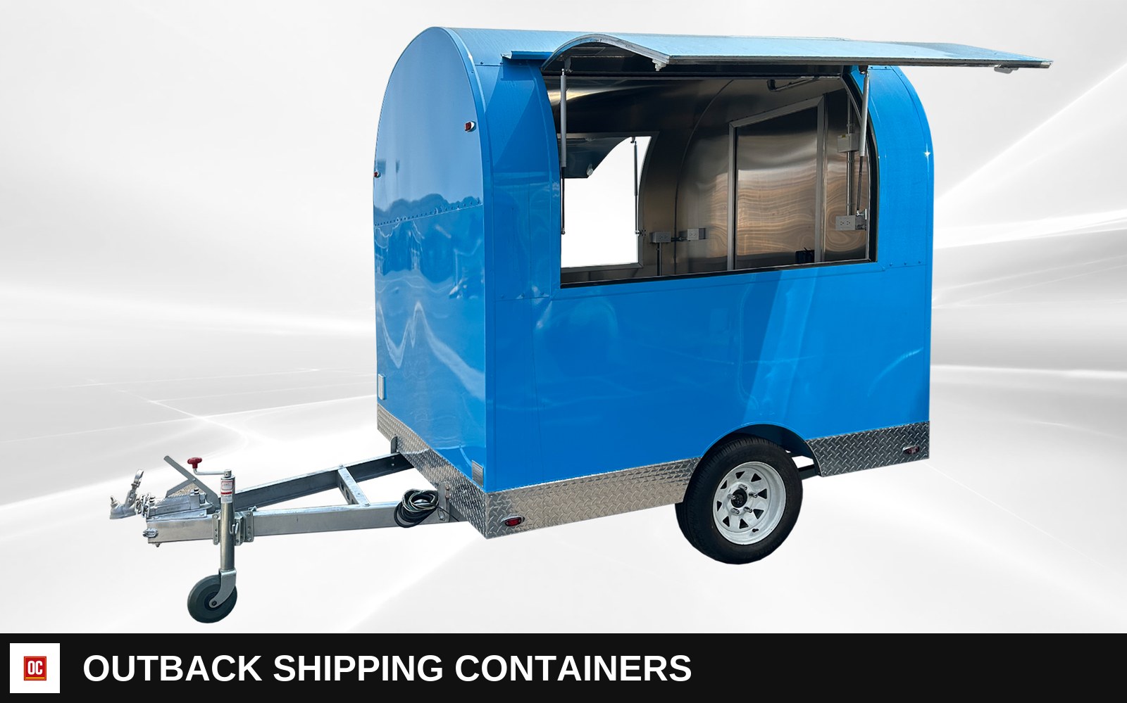 65 in Food Vending Trailer Mobile Concession Both windows FT40 — Driver-Side Profile | Outback Shipping Containers 65 in Food Vending Trailer Mobile Concession Both windows FT40 for sale — driver-side profile