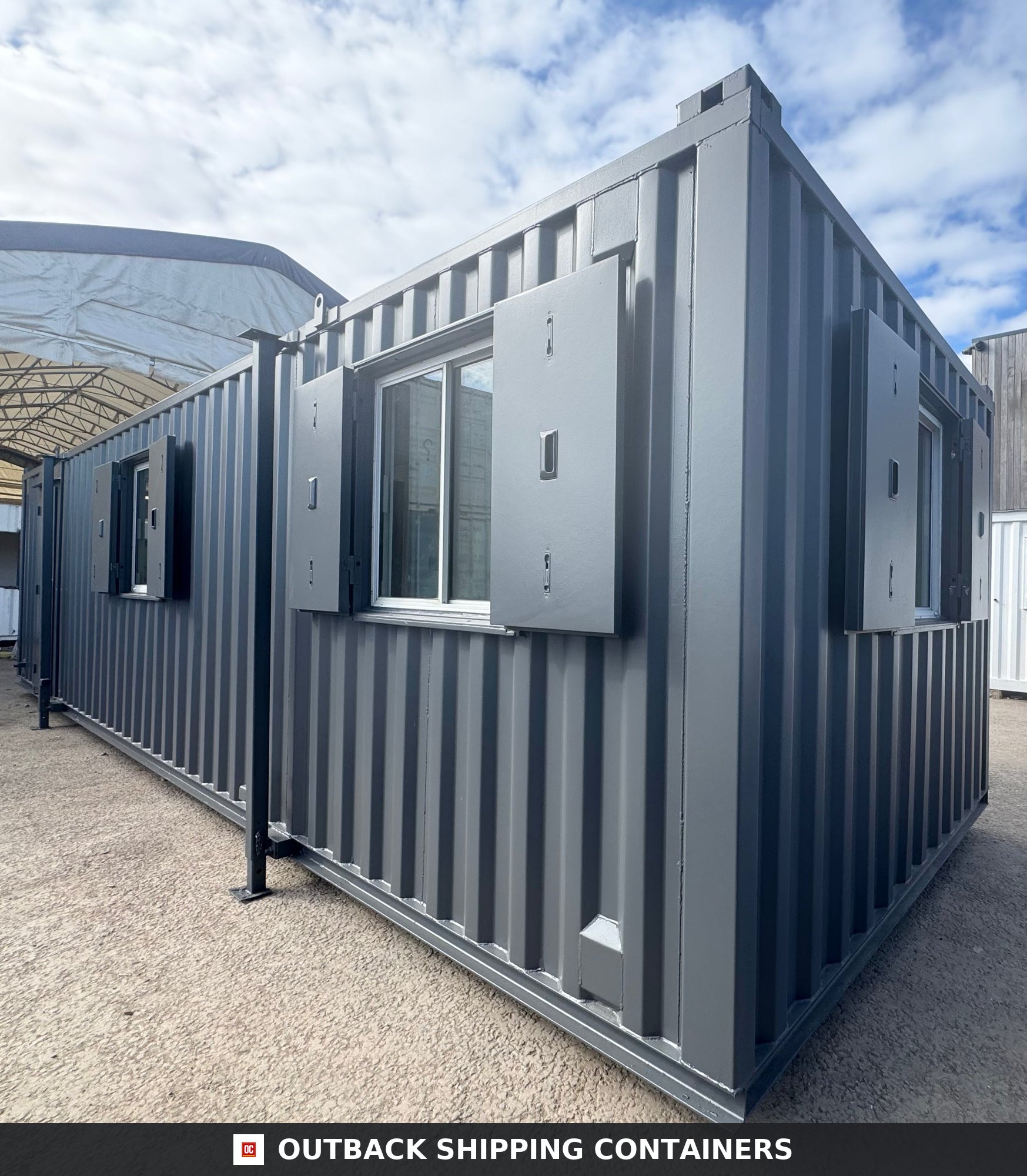 32x10ft for Sale — Rear Exterior View | Outback Shipping Containers 32x10ft — Custom Office/Canteen Cabin — image 4 of 15
