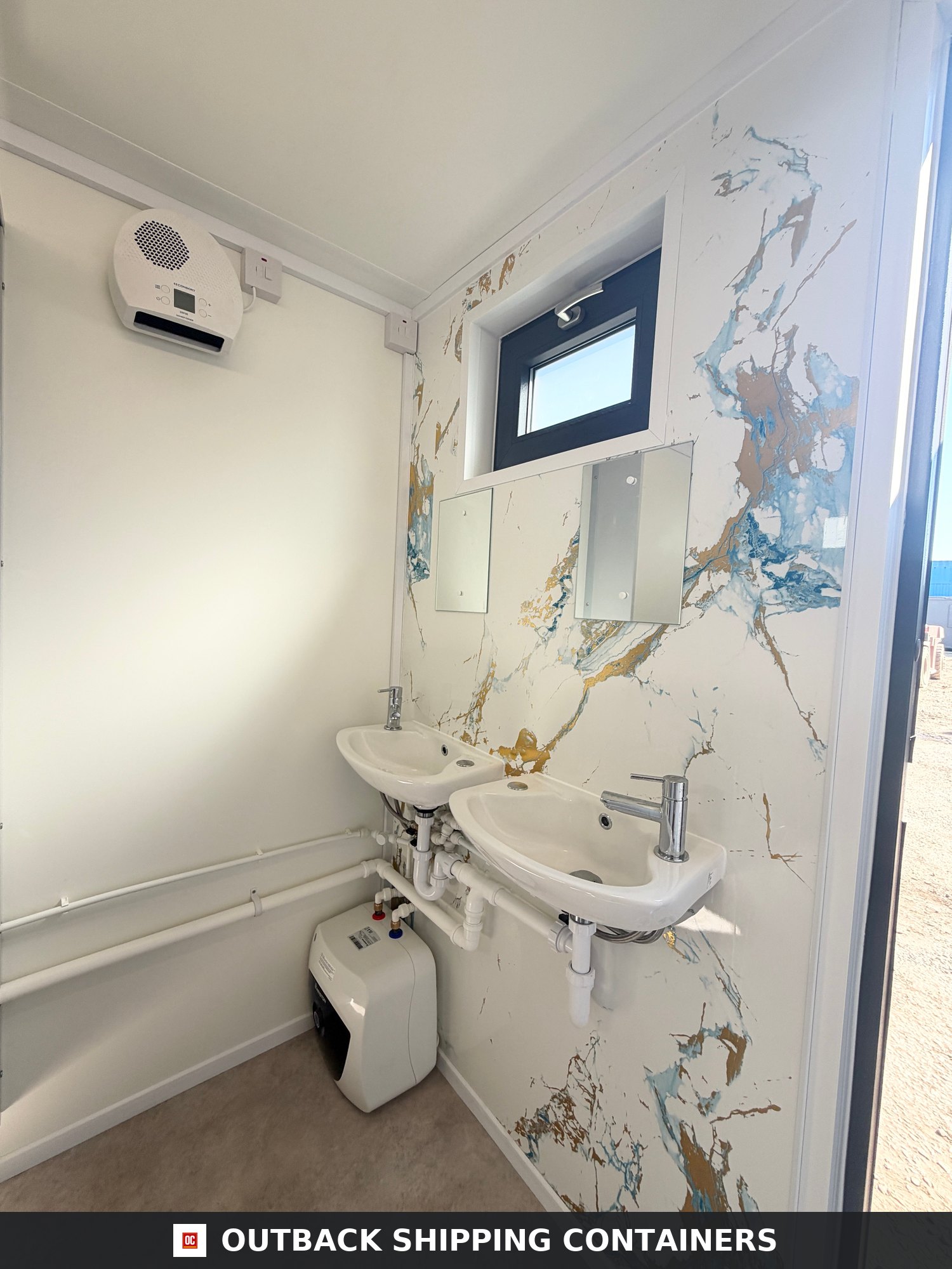 16 x 9 ft for Sale — Rear Exterior View | Outback Shipping Containers 16 x 9 ft — 2 + 2 Toilet Block — Premium/Bespoke Ladies & Gents Toilets — No 1709 — product gallery image 3 of 17