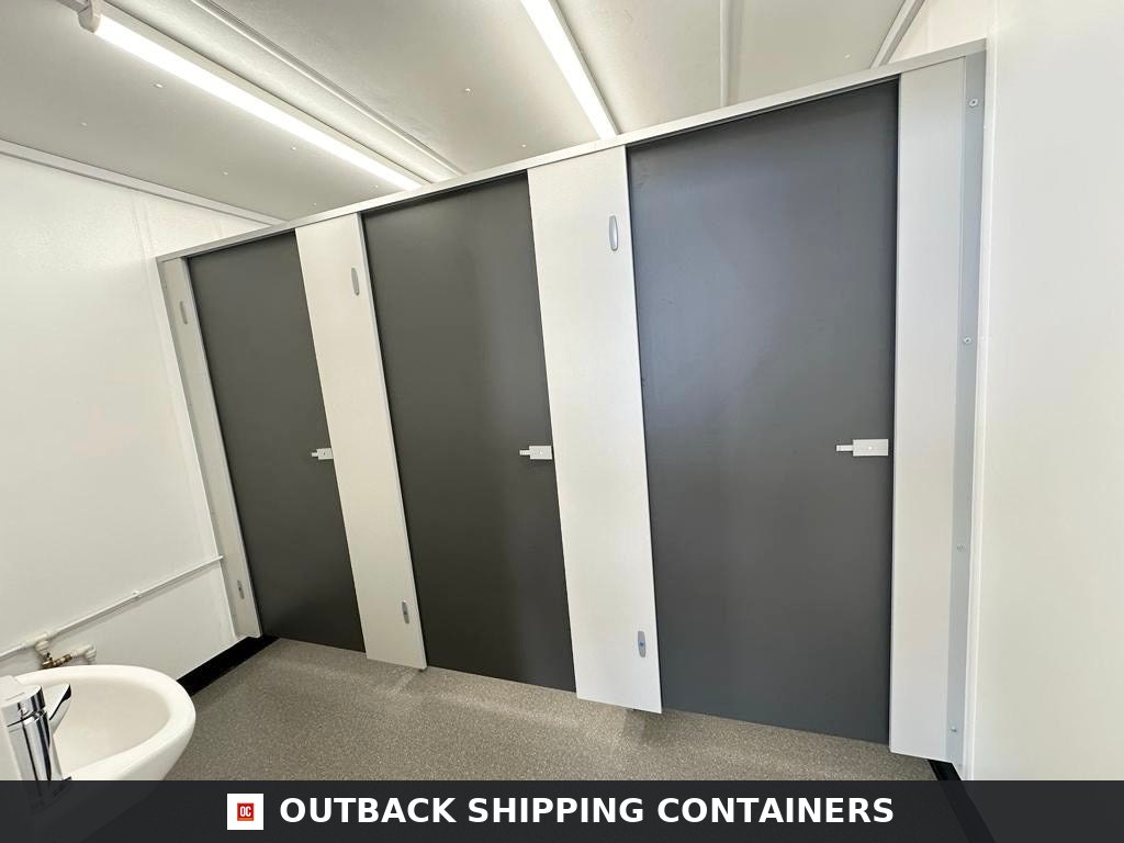 32 x 10 ft CUSTOM for Sale — Window and Shutter Detail | Outback Shipping Containers 32 x 10 ft CUSTOM — Mens/Ladies + Disabled Access Toilet Block — Portable Welfare — No 1395 — product gallery image 8 of 16