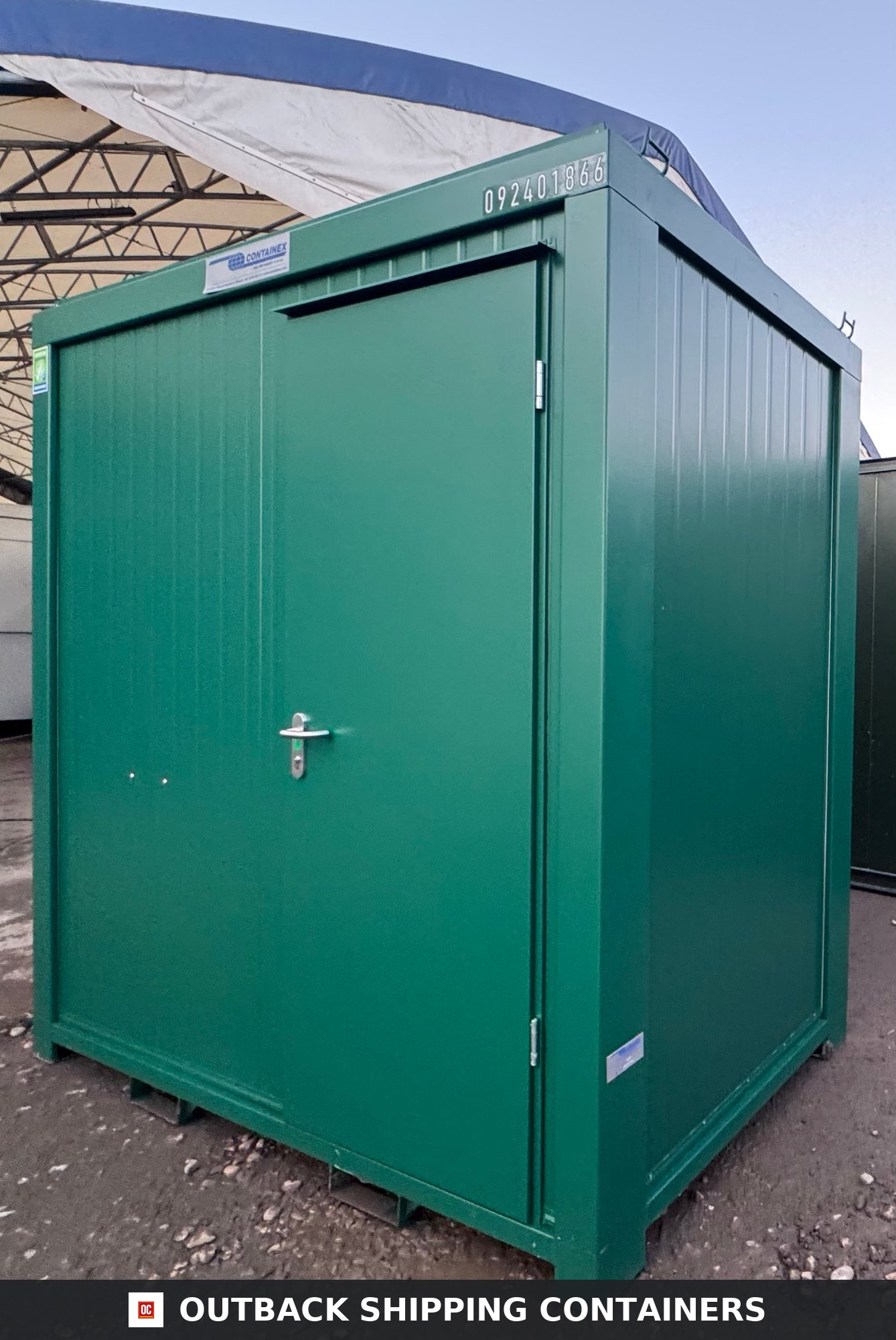 Triple Urinal Unit for Sale — Rear Exterior View | Outback Shipping Containers Triple Urinal Unit — 8 x 5 ft NEW Portable Toilet Block — Green — No 793 — product gallery image 3 of 15