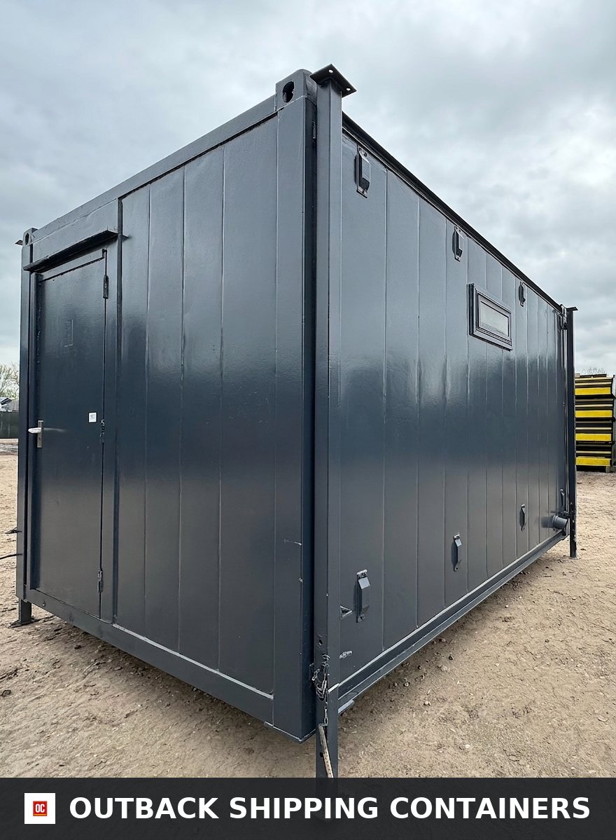 13 x 9 ft Anti-Vandal for Sale — Door and Entry Detail | Outback Shipping Containers 13 x 9 ft Anti-Vandal — 2 + 1 Toilet Block — Portable Building — No 1100 — product gallery image 7 of 14