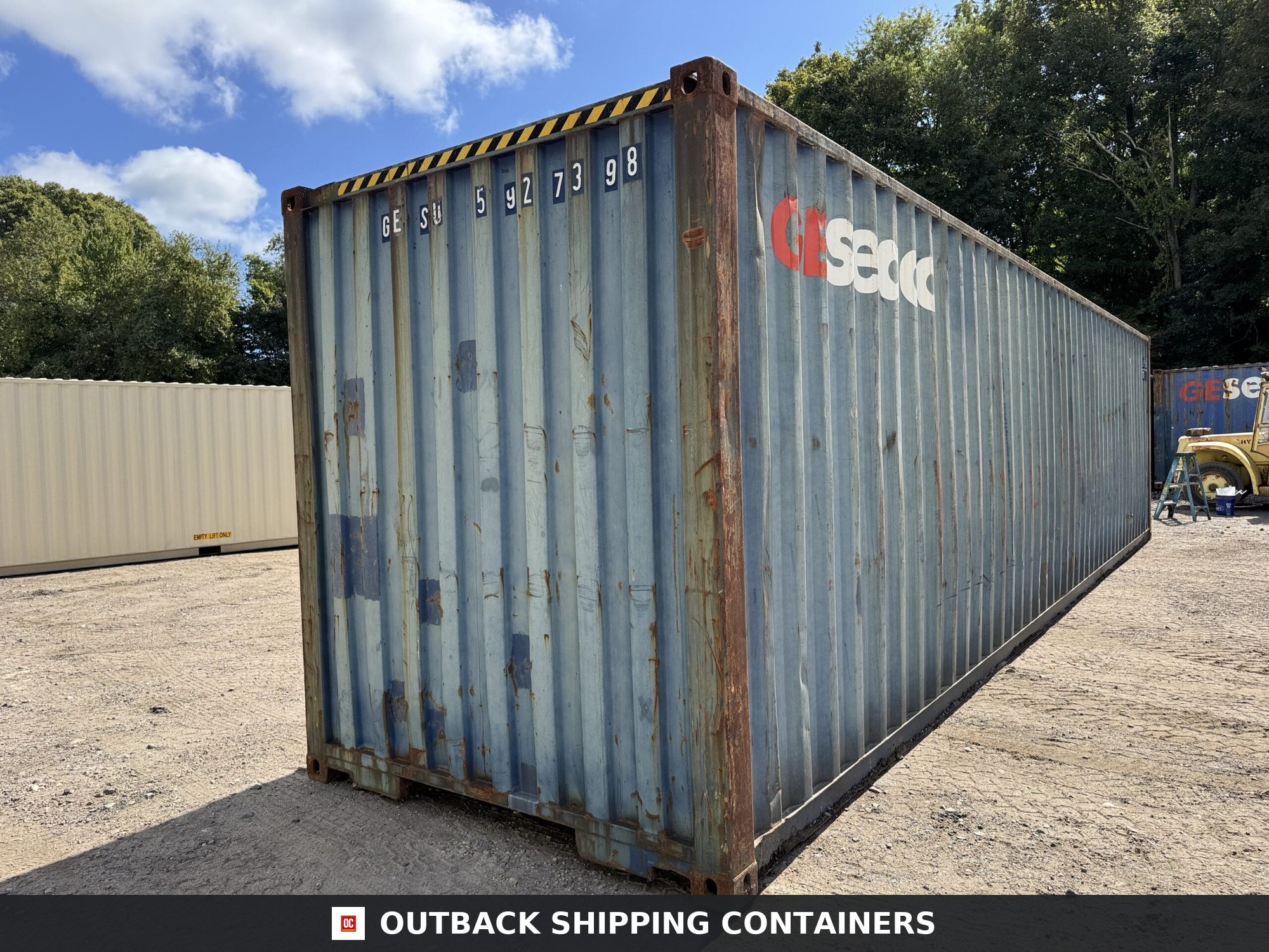 40ft Used High Cube Shipping Container for Sale — Corner Casting and Frame Detail 2 3 4 5 6 8 40ft Used High Cube Shipping Container – Wind & Watertight – Blue — 40ft — used (image 10 of 12)