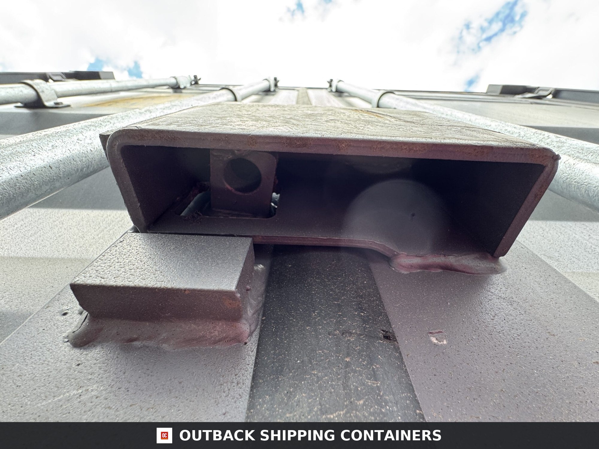 40ft New High Cube Shipping Container for Sale — Interior View | Outback Shipping Containers 2 40ft New High Cube Shipping Container – Wind & Watertight – Dk Gray — 40ft — new (image 5 of 12)