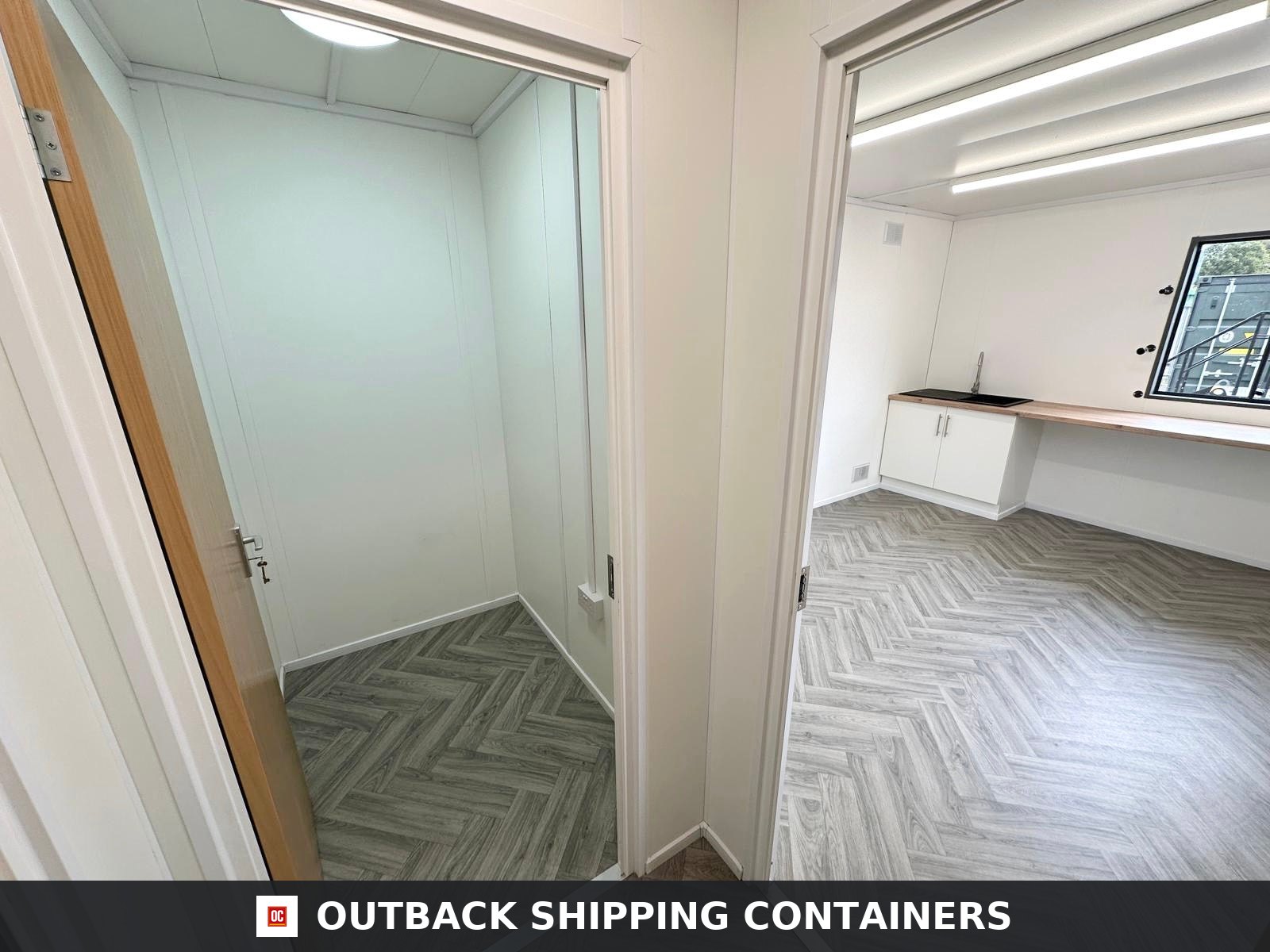 32x10Ft for Sale — Interior View | Outback Shipping Containers 32x10Ft – Canteen / Office Cabin With Store Room – 50/50 Split — 32x10FT — Refurbished (image 4 of 28)