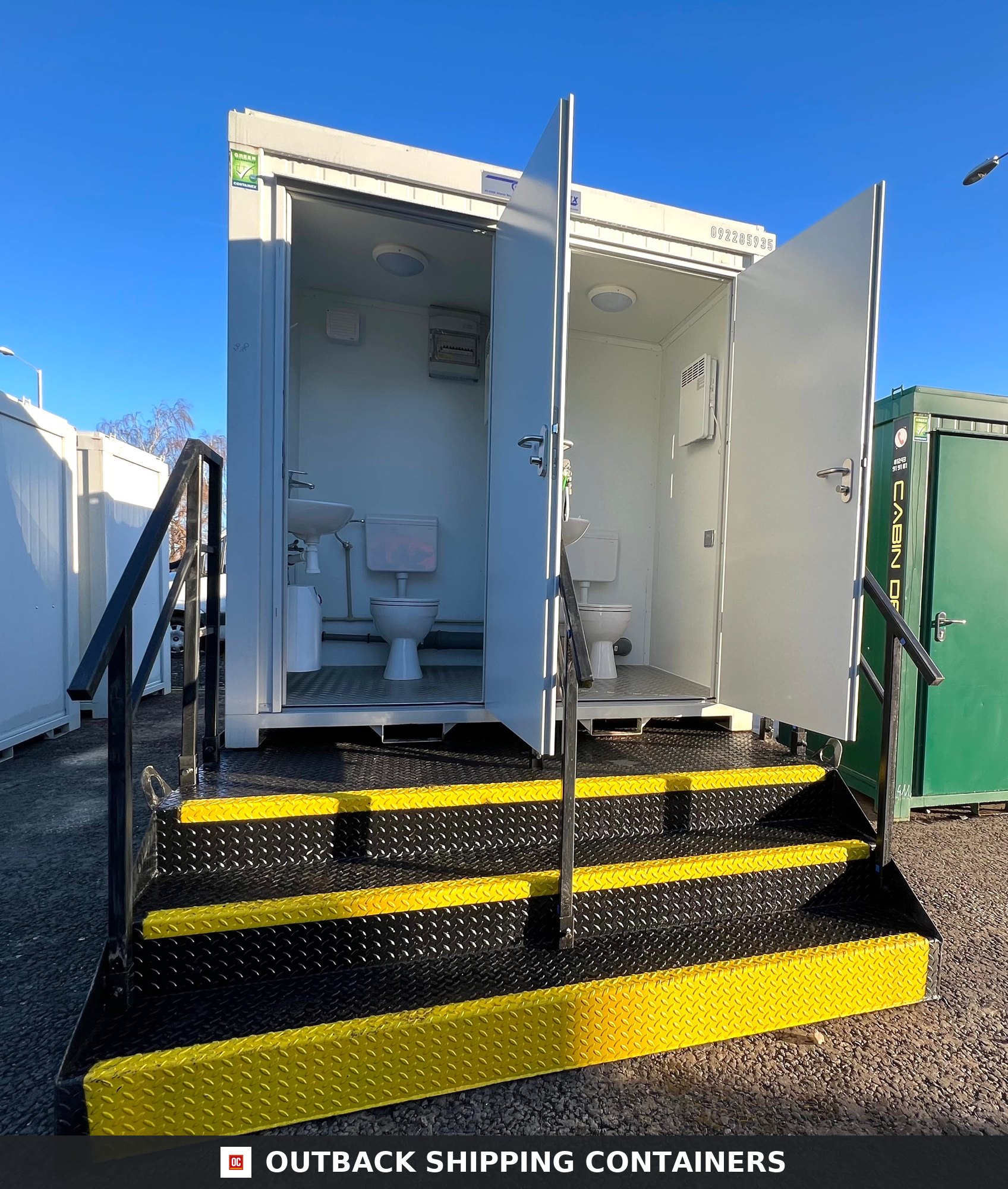 8x5 ft Toilet Block & New Stepped Effluent Waste Tank for Sale — Three-Quarter Angle View 8x5 ft Toilet Block & New Stepped Effluent Waste Tank — Brand New Bundle — No B2 — product gallery image 2 of 7