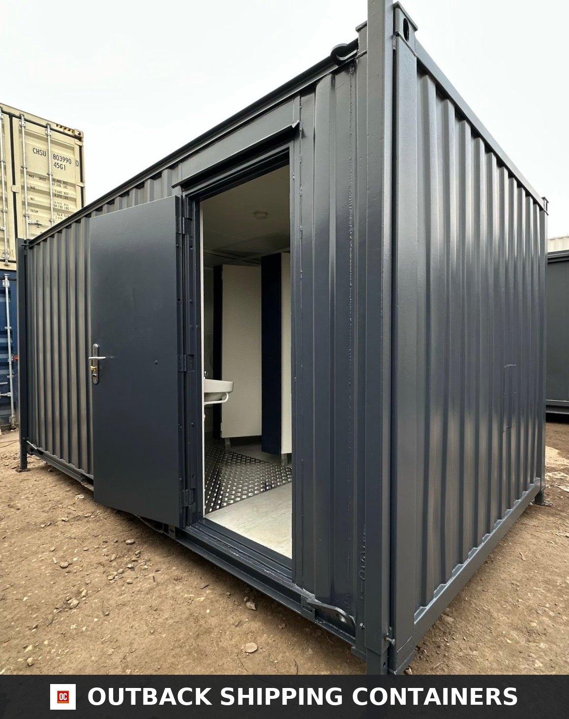 3+1 Toilet Block for Sale — Corner Casting and Frame Detail | Outback Shipping Containers 2 3+1 Toilet Block — 16 x 9 ft Anti-Vandal — Portable Toilet Block — No 1108 — product gallery image 10 of 12