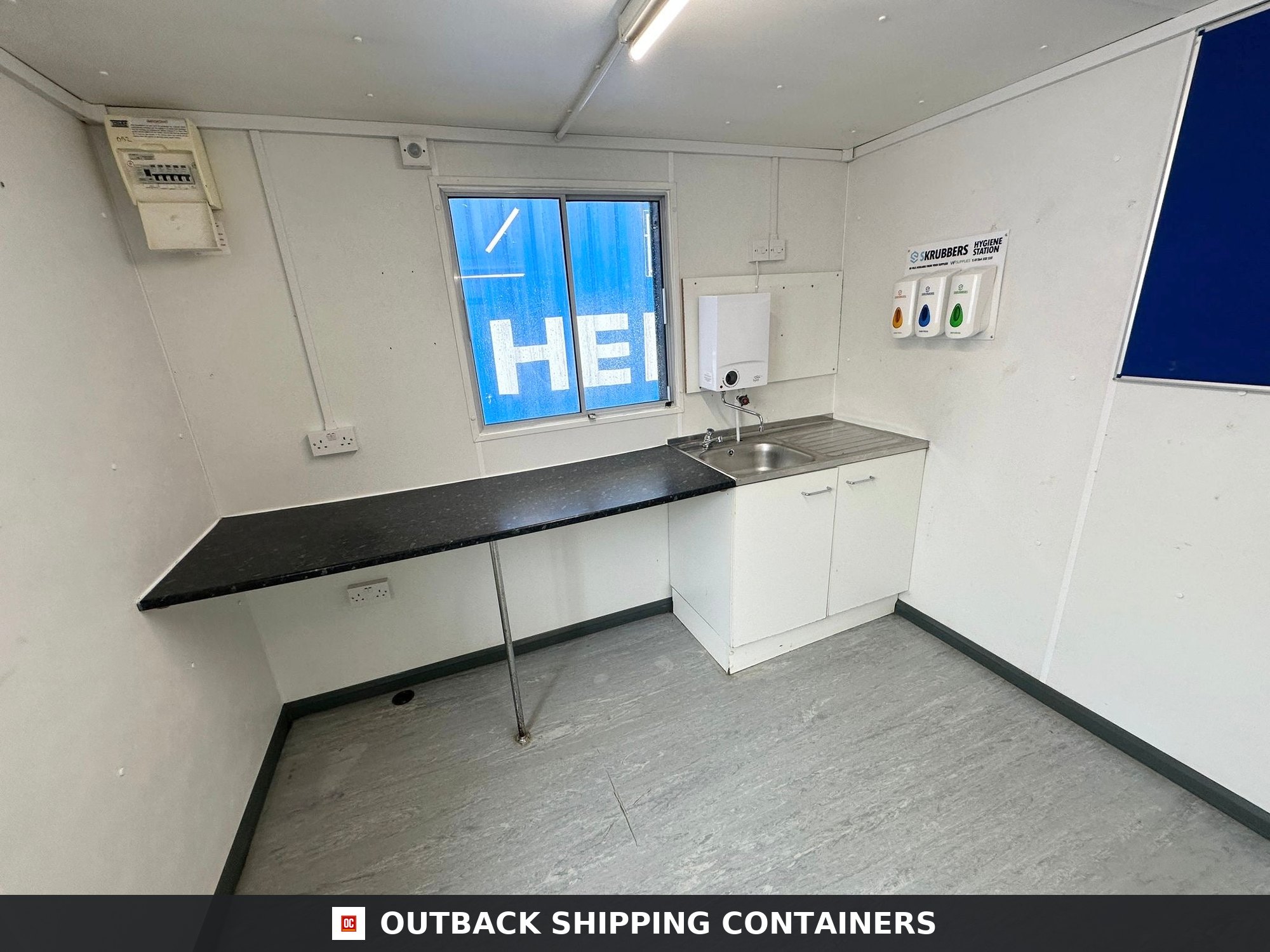 32x10ft for Sale — Three-Quarter Angle View | Outback Shipping Containers 32x10ft — Canteen / Office — 2 Rooms — Building Site Accommodation — Portable Anti-Vandal - image 2