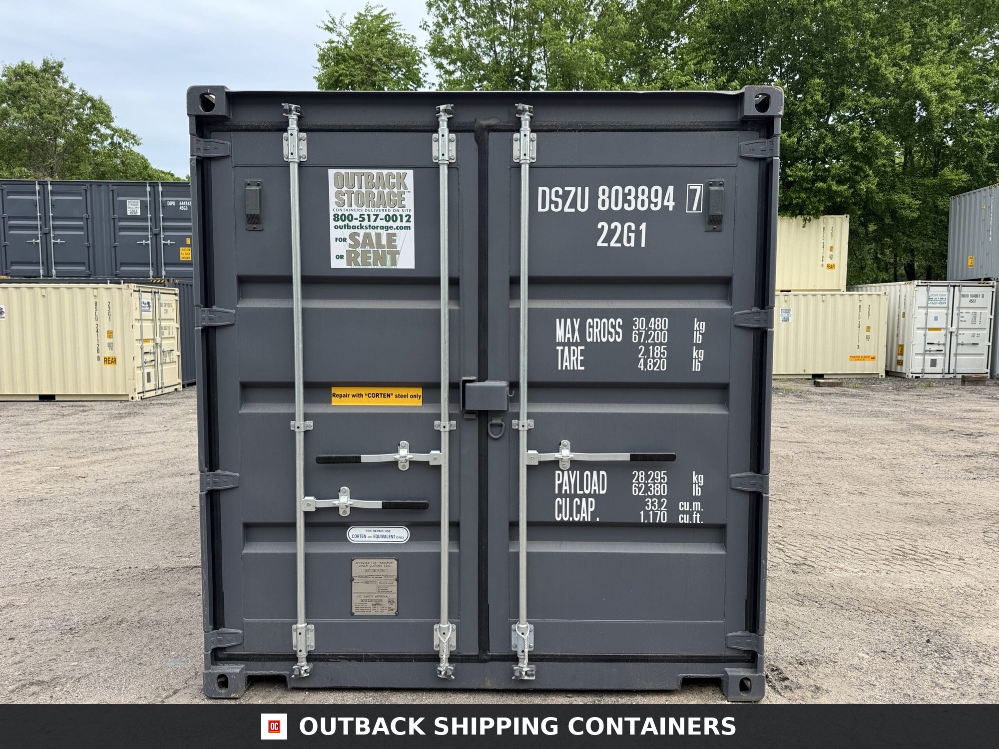 20ft New Shipping Container – Wind & Watertight – Gray — 20ft — new (image 3 of 12)