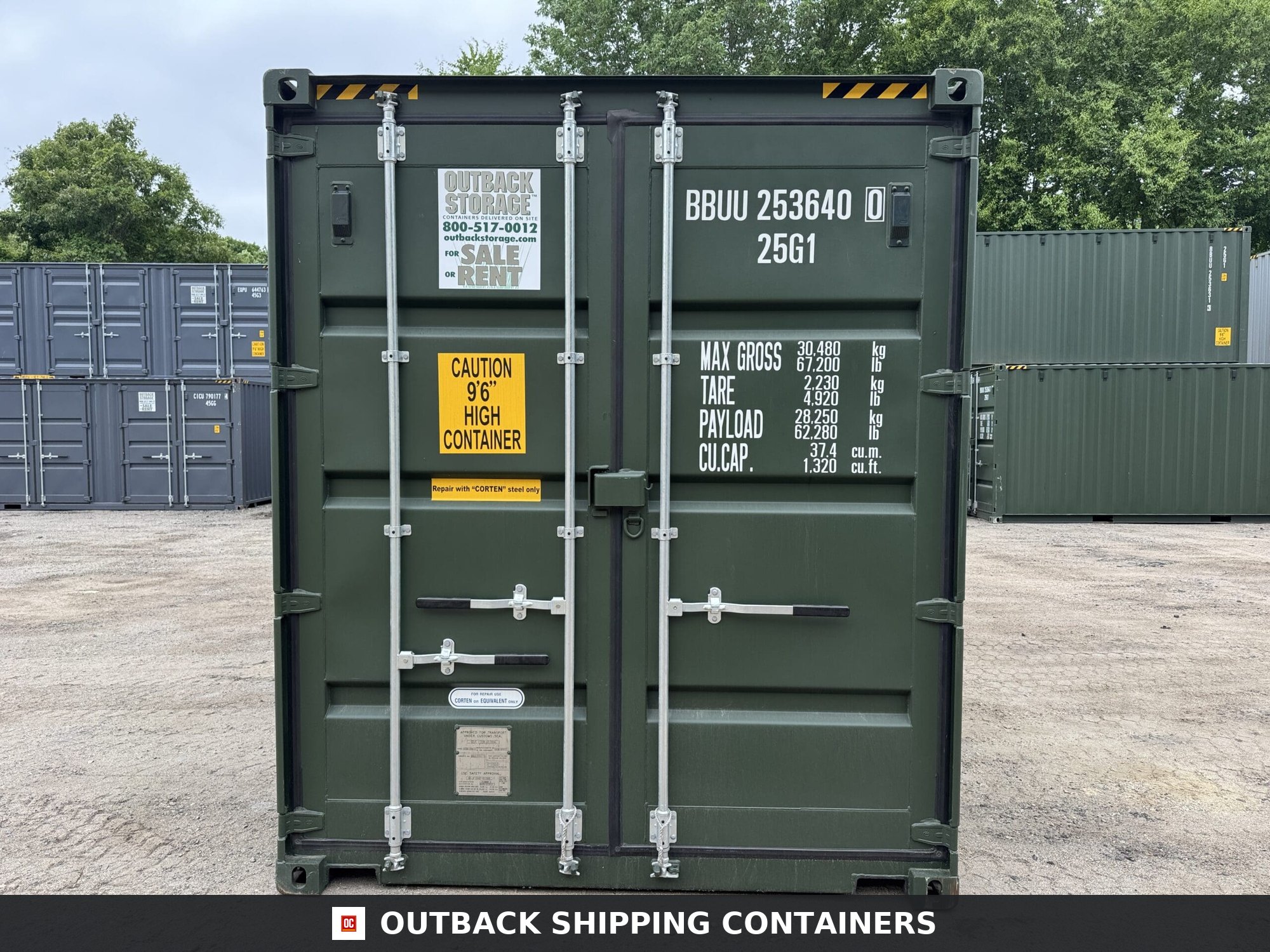 20ft New High Cube Shipping Container – Wind & Watertight – Green — 20ft — new (image 3 of 12)