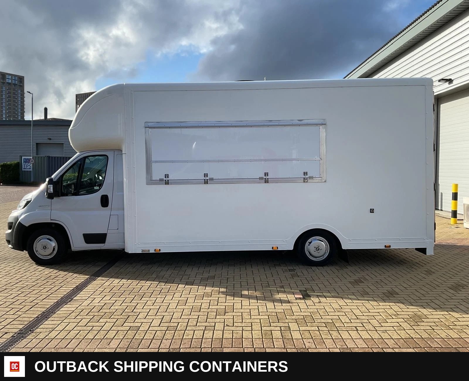 Brand New Catering Van Food Truck — Ideal for Festivals & Street Food Markets — Three-Quarter Front Angle | Outback Shipping Containers Brand New Catering Van Food Truck — Ideal for Festivals & Street Food Markets for sale — three-quarter front angle