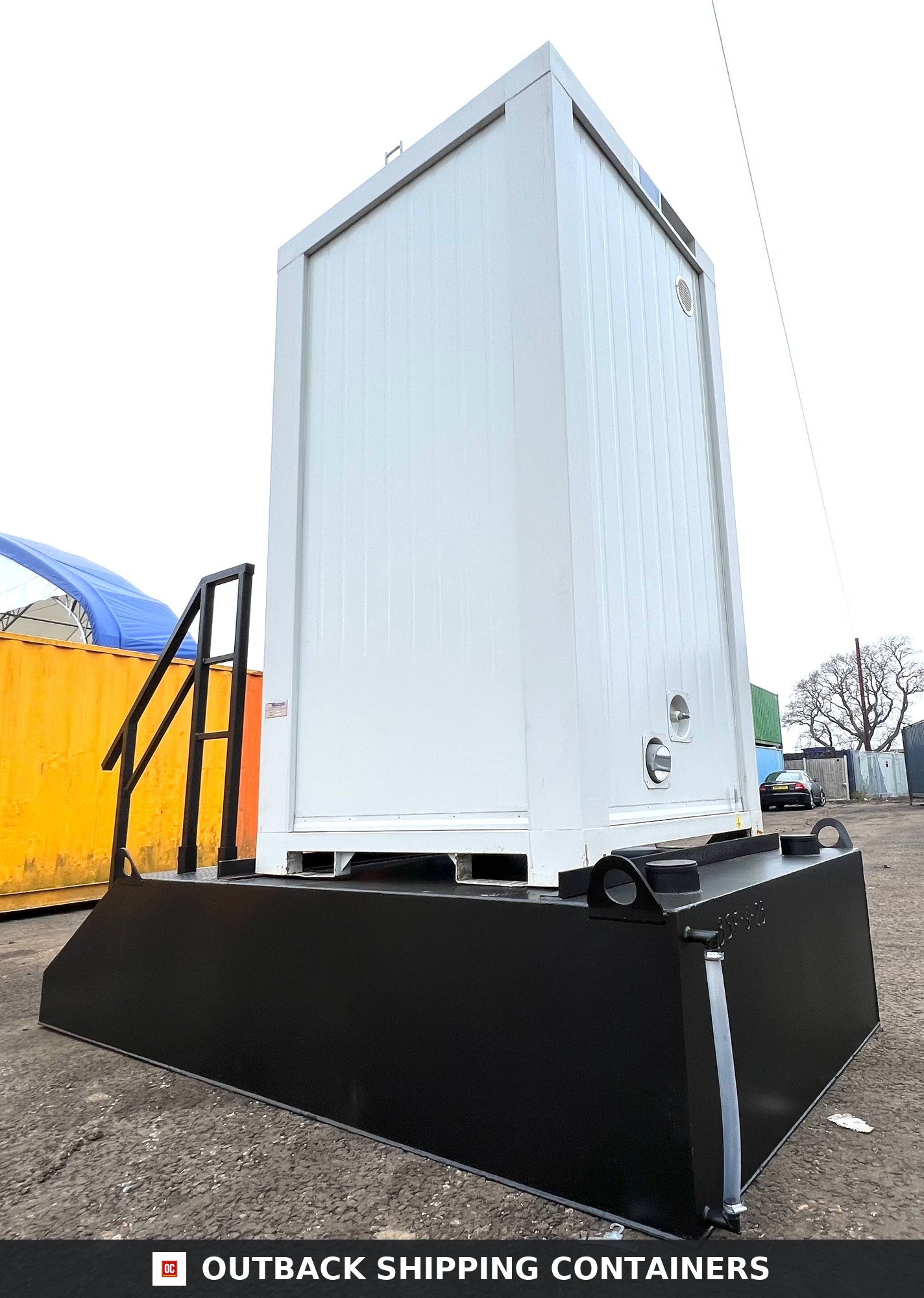 Single Toilet Block & Stepped Waste Tank for Sale — Three-Quarter Angle View Single Toilet Block & Stepped Waste Tank — Brand New Bundle — Containex — No B1 — product gallery image 3 of 6