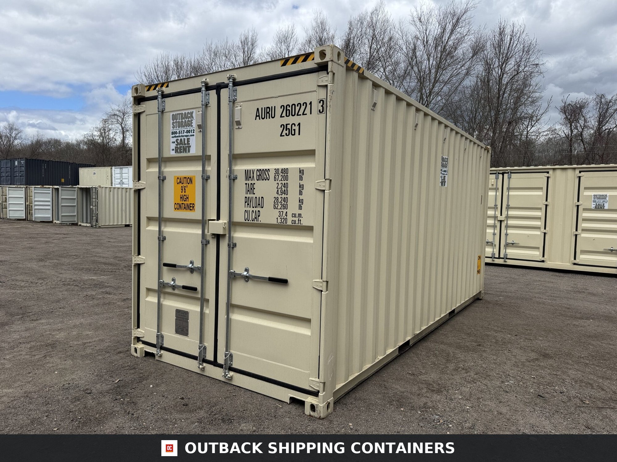 20ft New High Cube Shipping Container – Wind & Watertight – Beige — 20ft — new (image 1 of 12)