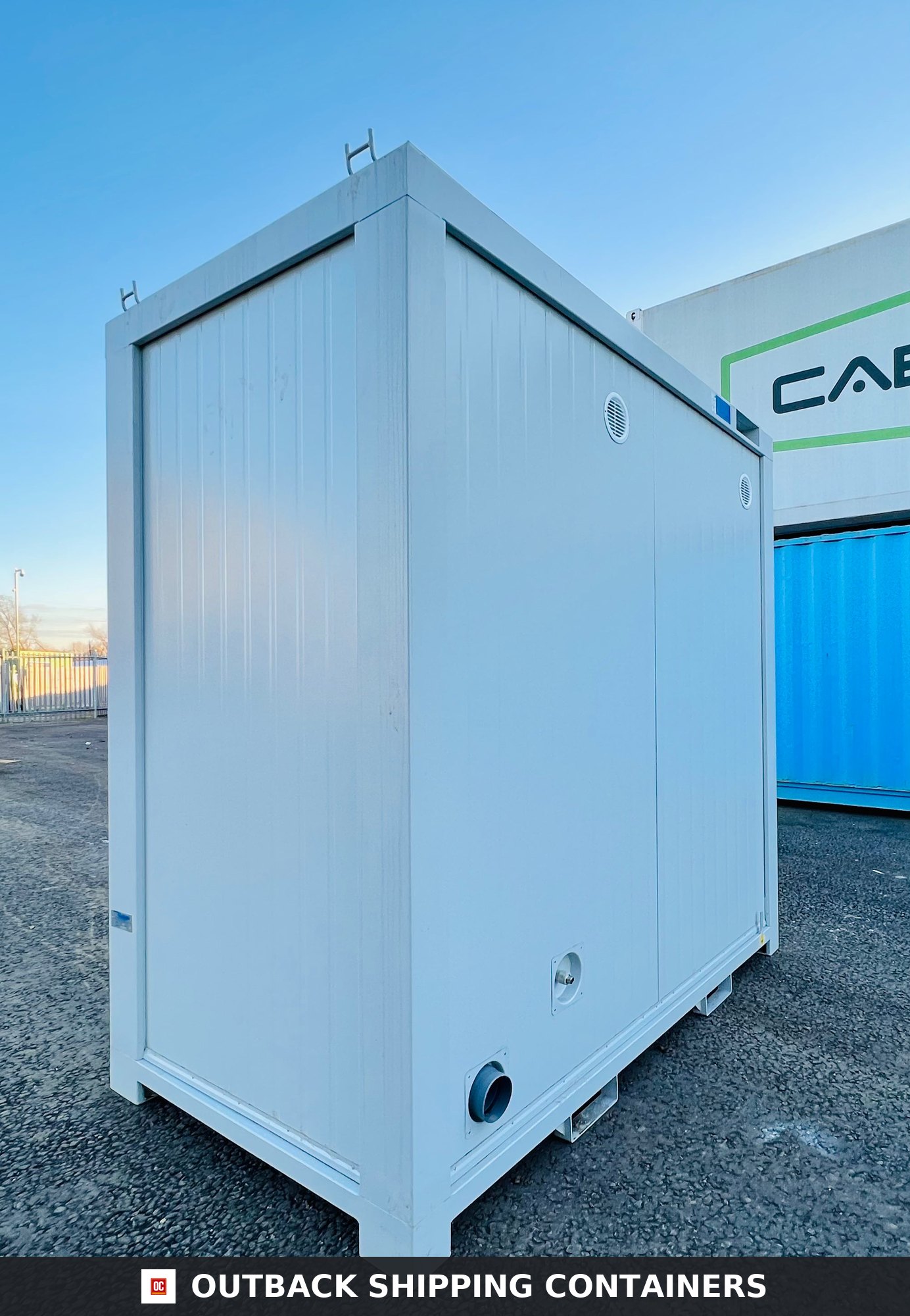 Double Toilet Blocks for Sale — Interior View | Outback Shipping Containers Double Toilet Blocks — Male/Female WC — 8x5 ft — NEW 1+1 Toilet Block — Light Grey — No 790 — product gallery image 4 of 8