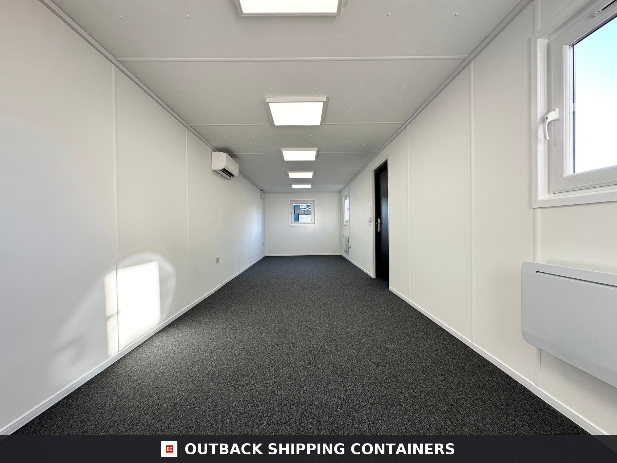 32x10ft Cabin for Sale — Rear Exterior View | Outback Shipping Containers 2 3 4 5 6 32x10ft Cabin — Open Plan Canteen / Office — image 4 of 15
