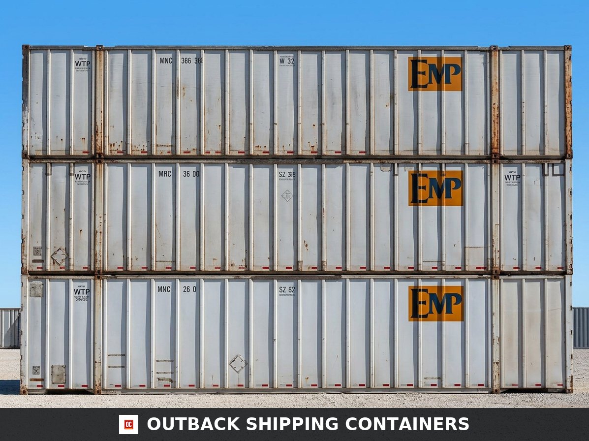 Used 53ft High Cube Shipping Container — Rear Exterior View | Outback Shipping Containers Used 53ft High Cube Shipping Container – Galvanized Aluminum — 53ft — used — storage containers (image 4 of 4)