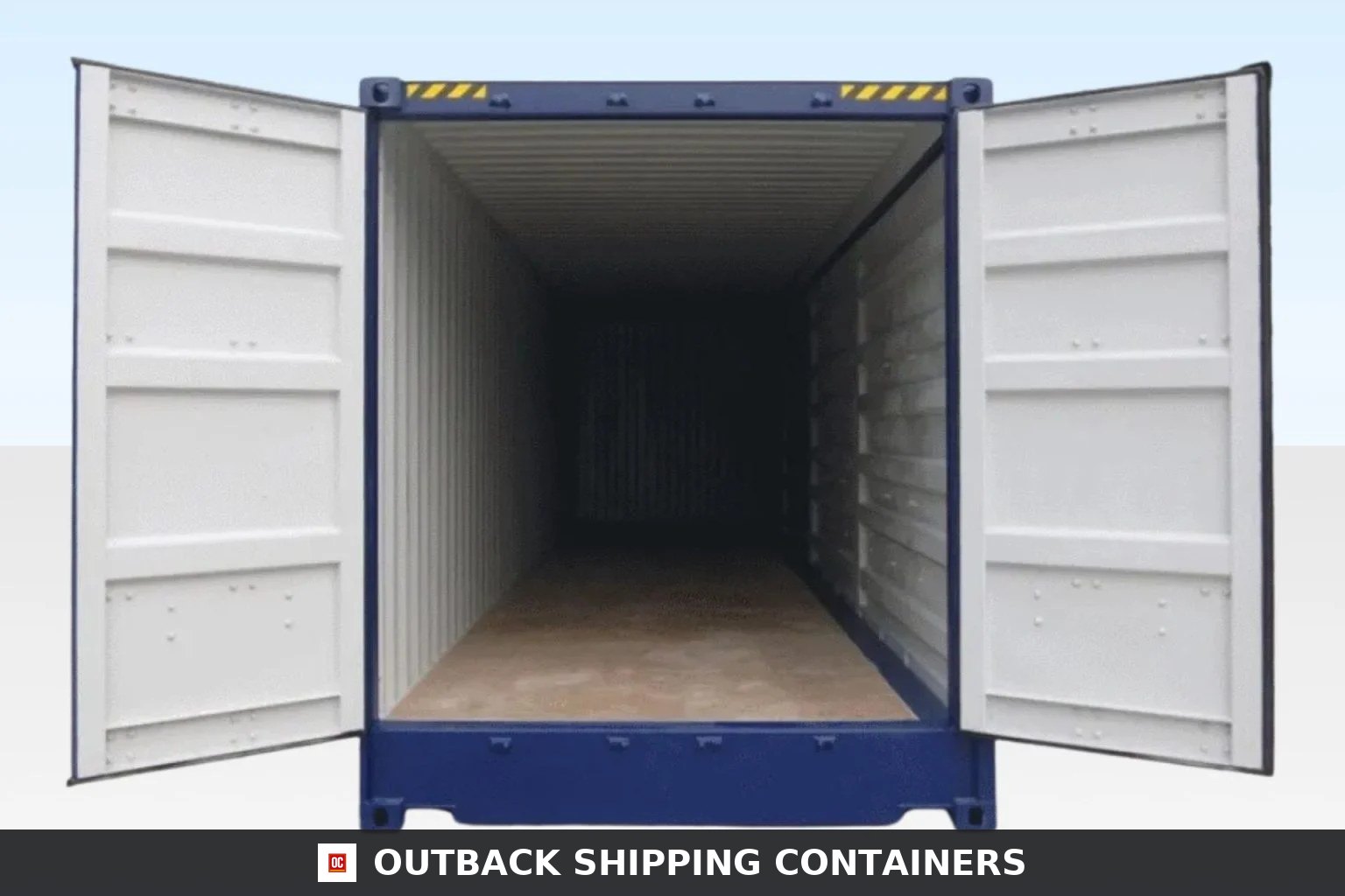 40ft high cube side access shipping container with both large side doors wide open showing the empty interior
