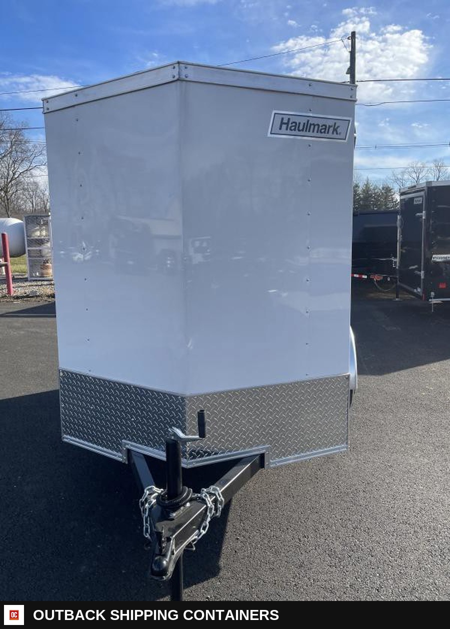 2025 Haulmark PP58S2 Passport 5 x 8 Cargo / Enclosed Trailer — Three-Quarter Front Angle | Outback Shipping Containers 2025 Haulmark PP58S2 Passport 5 x 8 Cargo / Enclosed Trailer for sale — three-quarter front angle