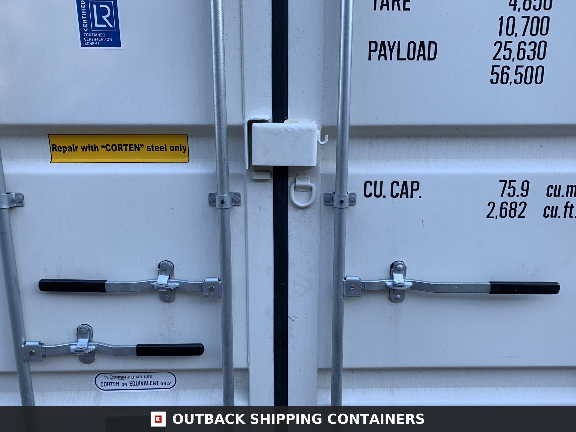 UNIQUE 16ft New High Cube Shipping / Storage Container for Sale — Rear Exterior View UNIQUE 16ft New High Cube Shipping / Storage Container – Wind & Watertight – White — 16ft — new (image 4 of 11)