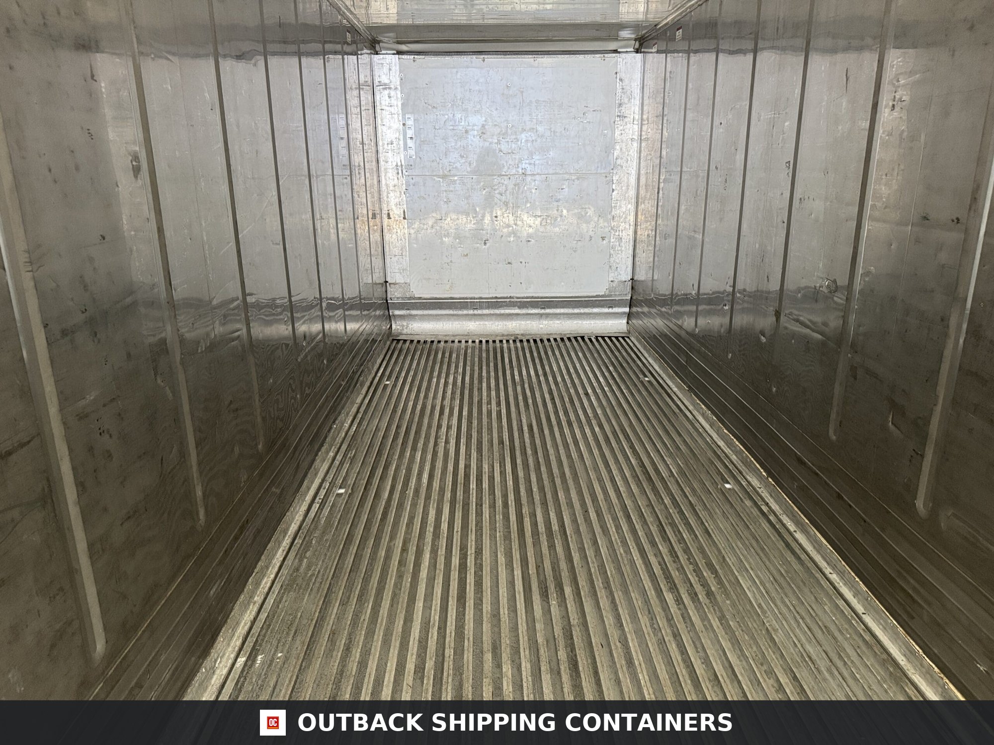 40ft As-Is High Cube Shipping Container — Rear Exterior View | Outback Shipping Containers 2 40ft As-Is High Cube Shipping Container – Wind & Watertight – White — 40ft — as_is (image 4 of 12)