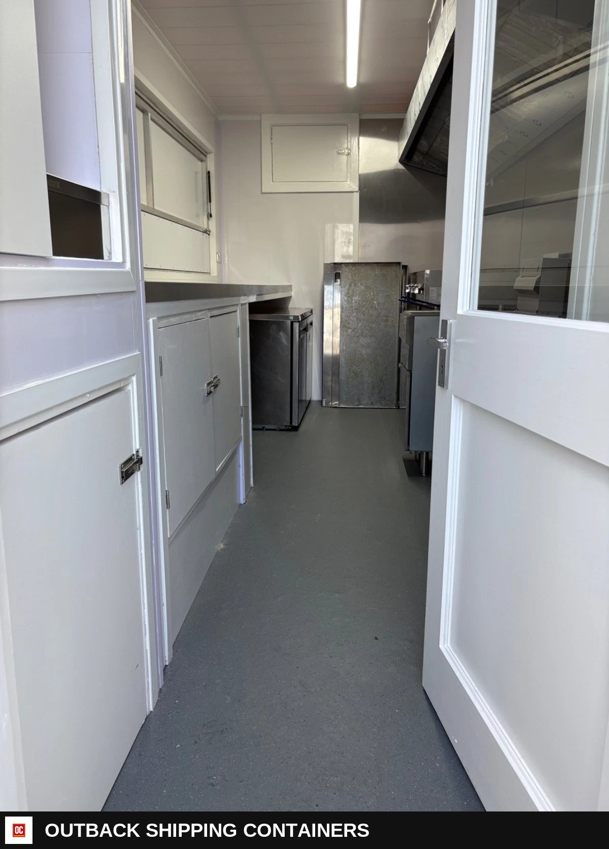Brand New Catering Van Food Truck — Ideal for Festivals & Street Food Markets — Interior Kitchen Layout | Outback Shipping Containers Brand New Catering Van Food Truck — Ideal for Festivals & Street Food Markets for sale — interior kitchen layout