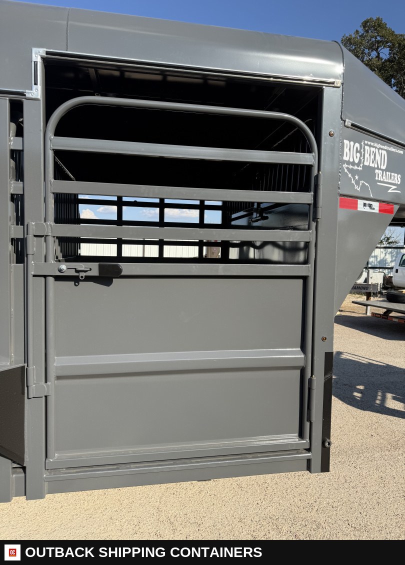 2026 Big Bend 6’8"X28' Stock / Stock Combo Trailer — Rear Doors And Gate | Outback Shipping Containers 2026 Big Bend 6’8"X28' Stock / Stock Combo Trailer for sale — rear doors and gate