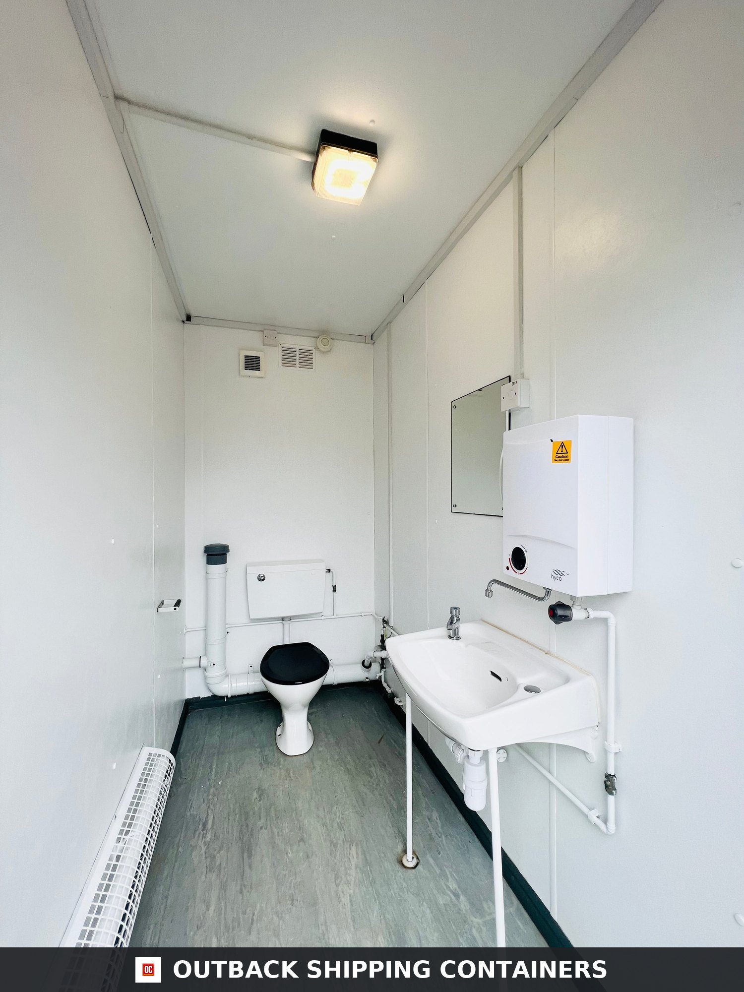 Toilet Block Cabin for Sale — Interior View | Outback Shipping Containers Toilet Block Cabin — 24 x 9 ft Anti-Vandal — 5+1 Container Toilet WC — No 738 — product gallery image 5 of 13