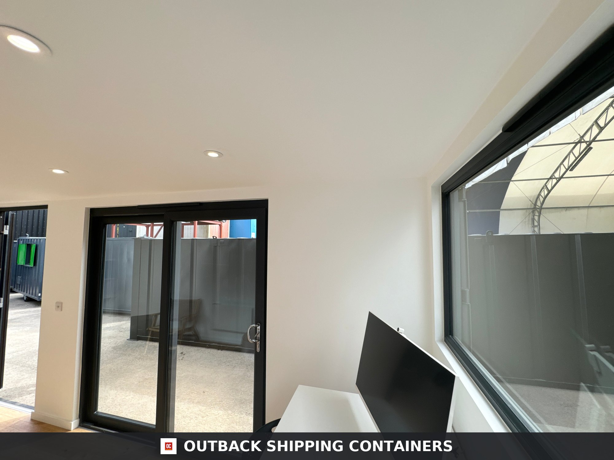 20x8ft CUSTOM SHIPPING CONTAINER CONVERSION for Sale — Corner Casting and Frame Detail 2 3 CD-1239 20x8ft CUSTOM SHIPPING CONTAINER CONVERSION — Portable Build — angle 9