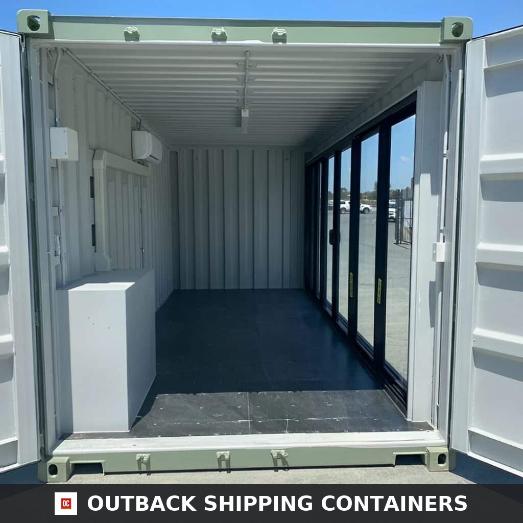 Modified 20FT container office with Glass door & AC for Sale — Side Profile View Modified 20FT container office with Glass door & AC — 20ft — new (image 2 of 4)