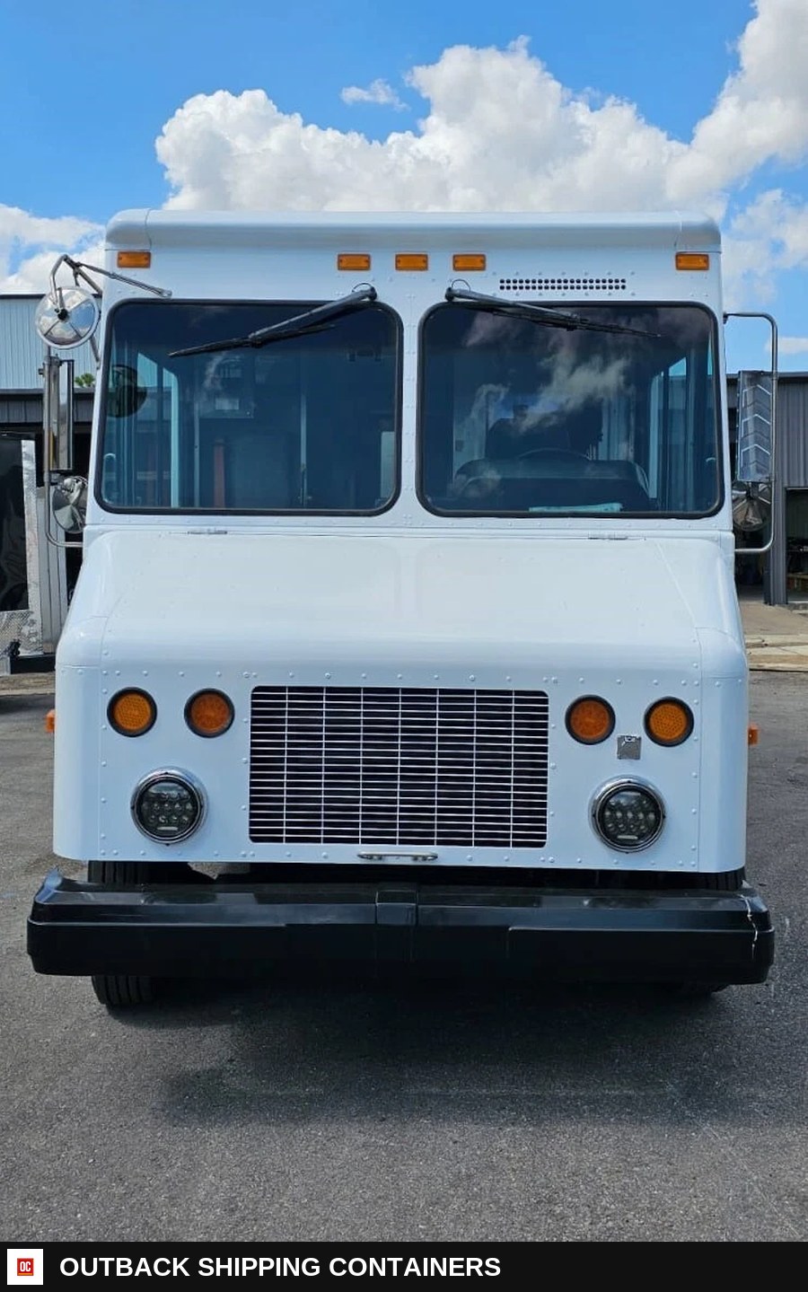 Food Truck with Brand New Kitchen Custom Build — Three-Quarter Front Angle | Outback Shipping Containers Food Truck with Brand New Kitchen Custom Build for sale — three-quarter front angle