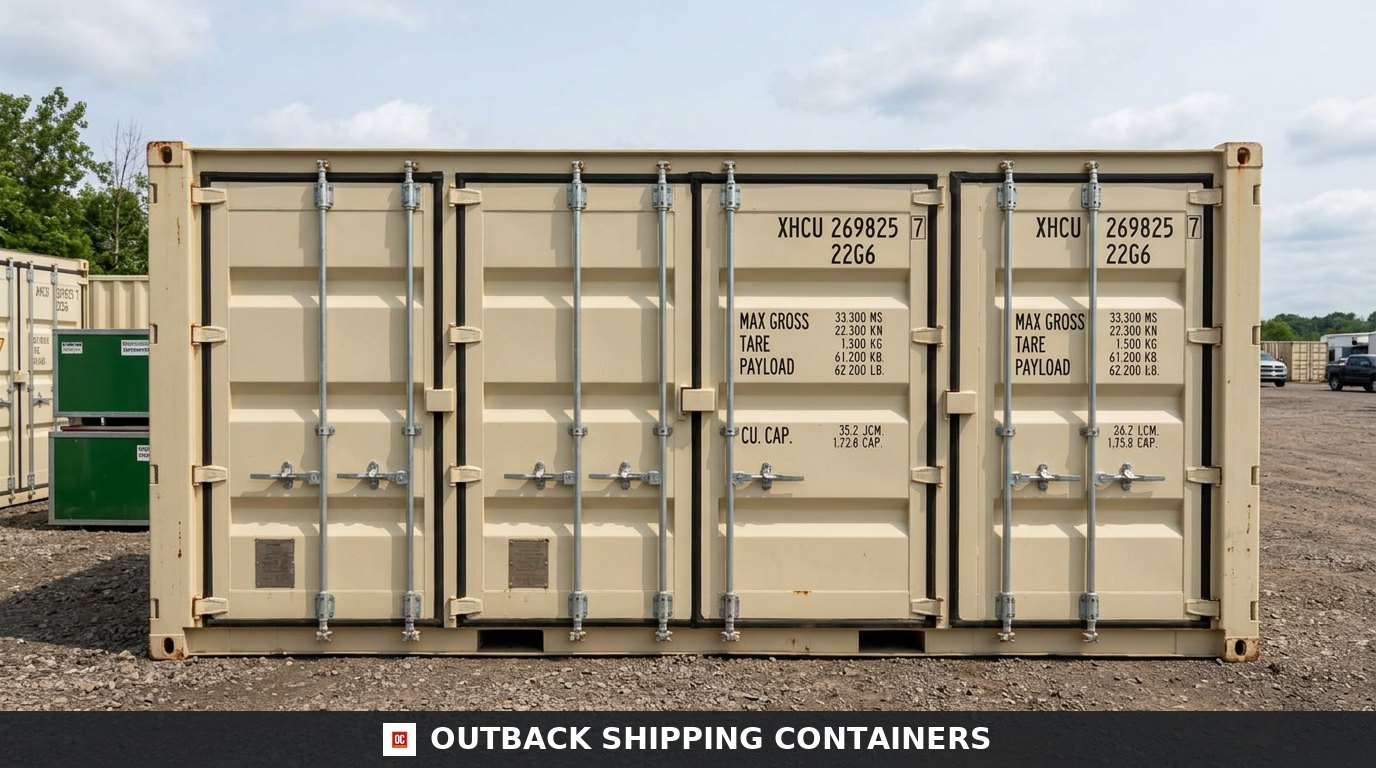 20ft Open Side Shipping Container for Sale — Interior Detail | Outback Shipping Containers 20ft Open Side Shipping Container – One Trip – With Side Doors — 20ft — new — storage containers (image 6 of 6)