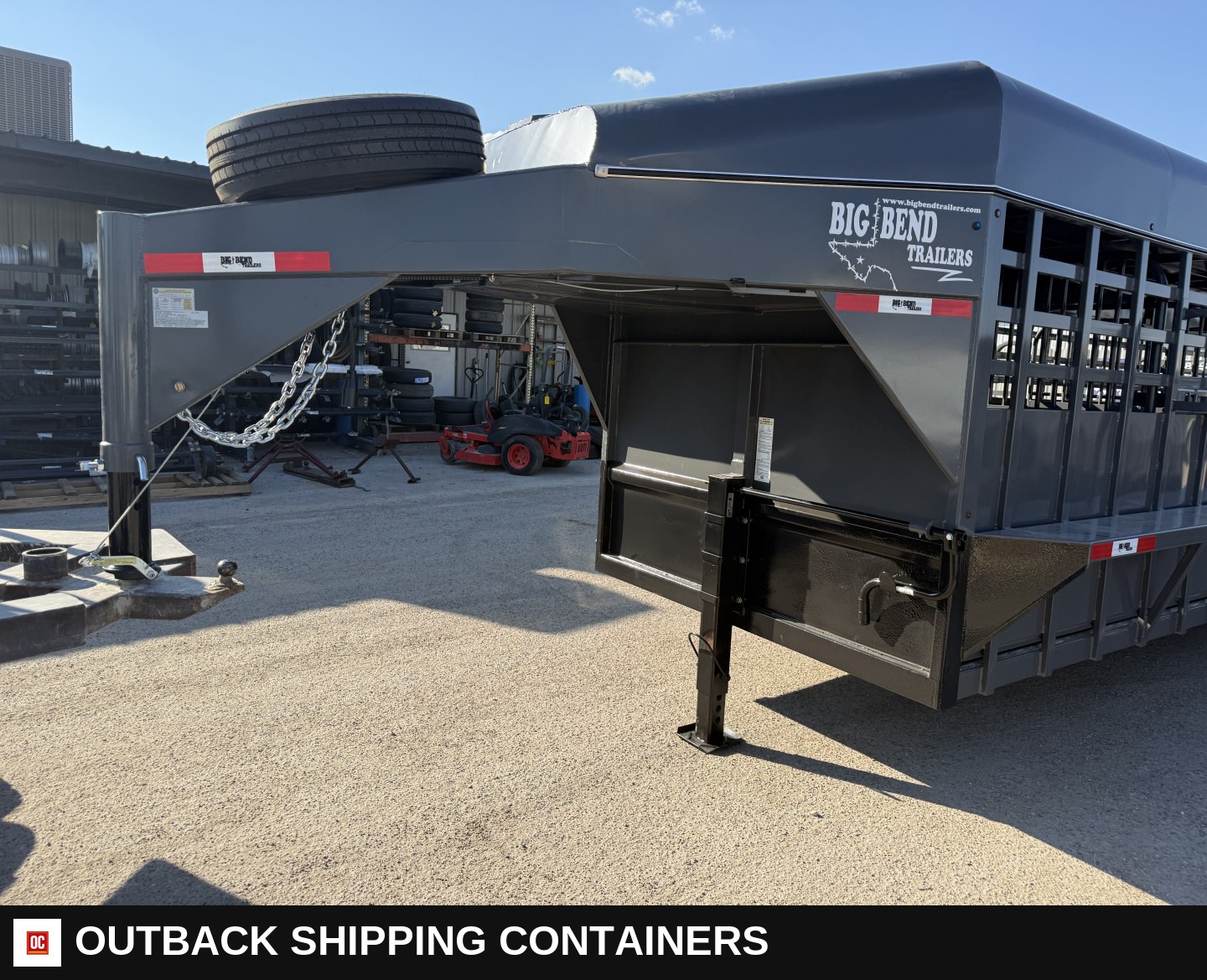 2026 Big Bend 6’8"X28' Stock / Stock Combo Trailer — Three-Quarter Front Angle | Outback Shipping Containers 2026 Big Bend 6’8"X28' Stock / Stock Combo Trailer for sale — three-quarter front angle