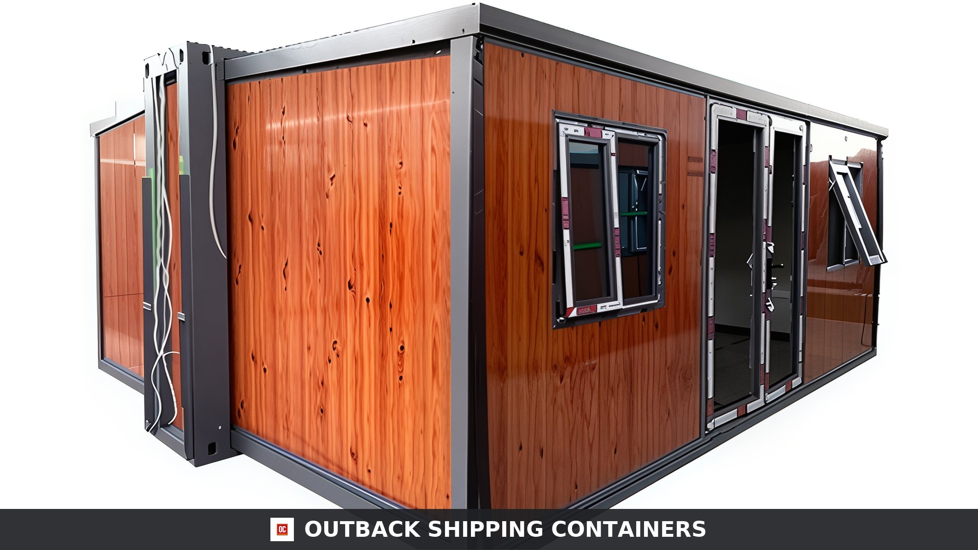20FT Expandable Container Office for Sale — Three-Quarter Angle View | Outback Shipping Containers 20ft expandable container office 385 sq ft — three-quarter angle view
