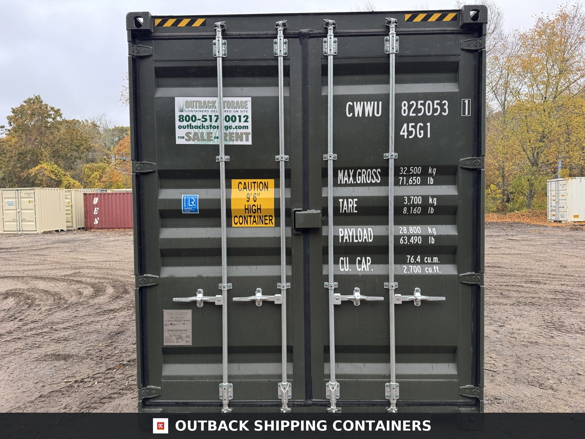 40ft New High Cube Shipping Container — Three-Quarter Angle View | Outback Shipping Containe 45 40ft New High Cube Shipping Container – Wind & Watertight — 40ft — new (image 3 of 12)