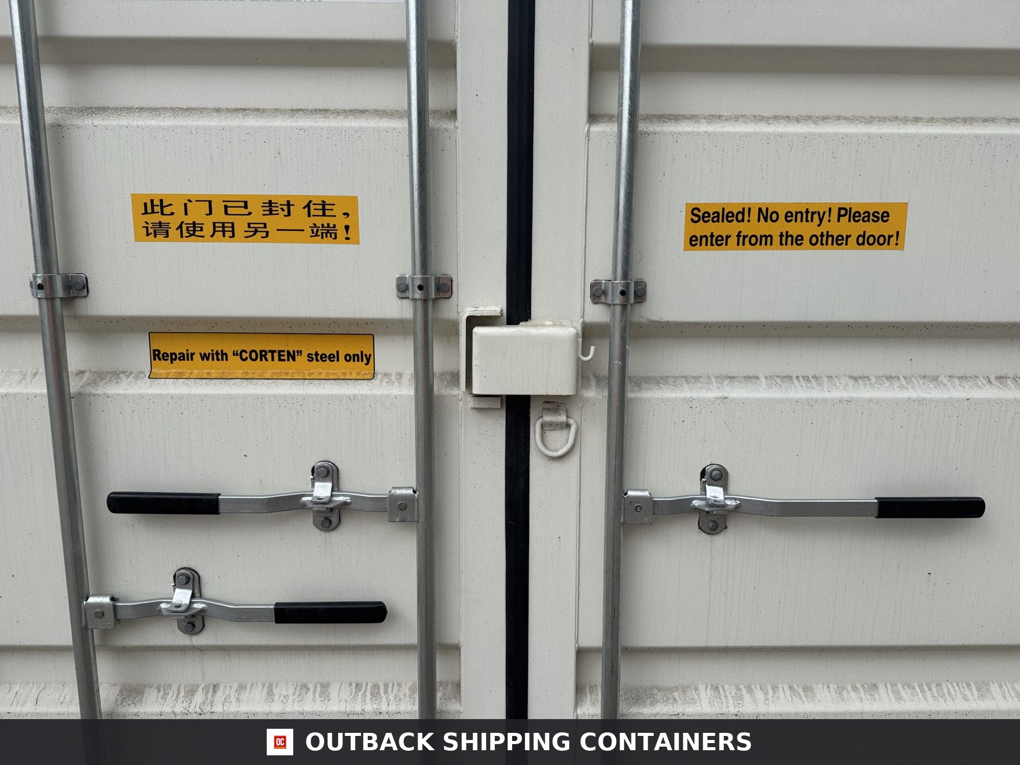 10ft New Shipping / Storage Container — Rear Exterior View | Outback Shipping Containers 10ft New Shipping / Storage Container – Wind & Watertight – White — 10ft — new (image 4 of 10)