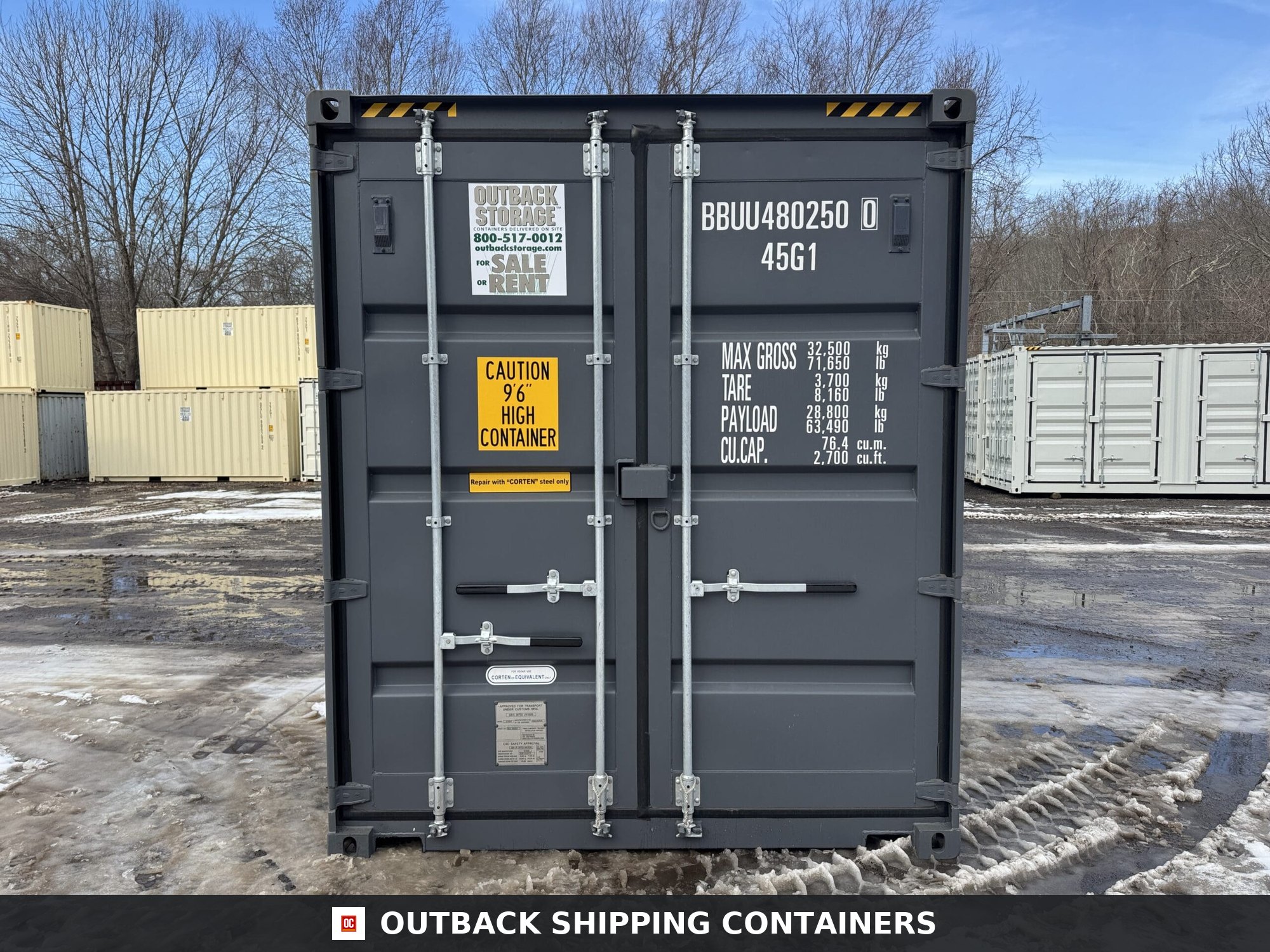 40ft New High Cube Shipping Container – Wind & Watertight – Gray — 40ft — new (image 3 of 12)