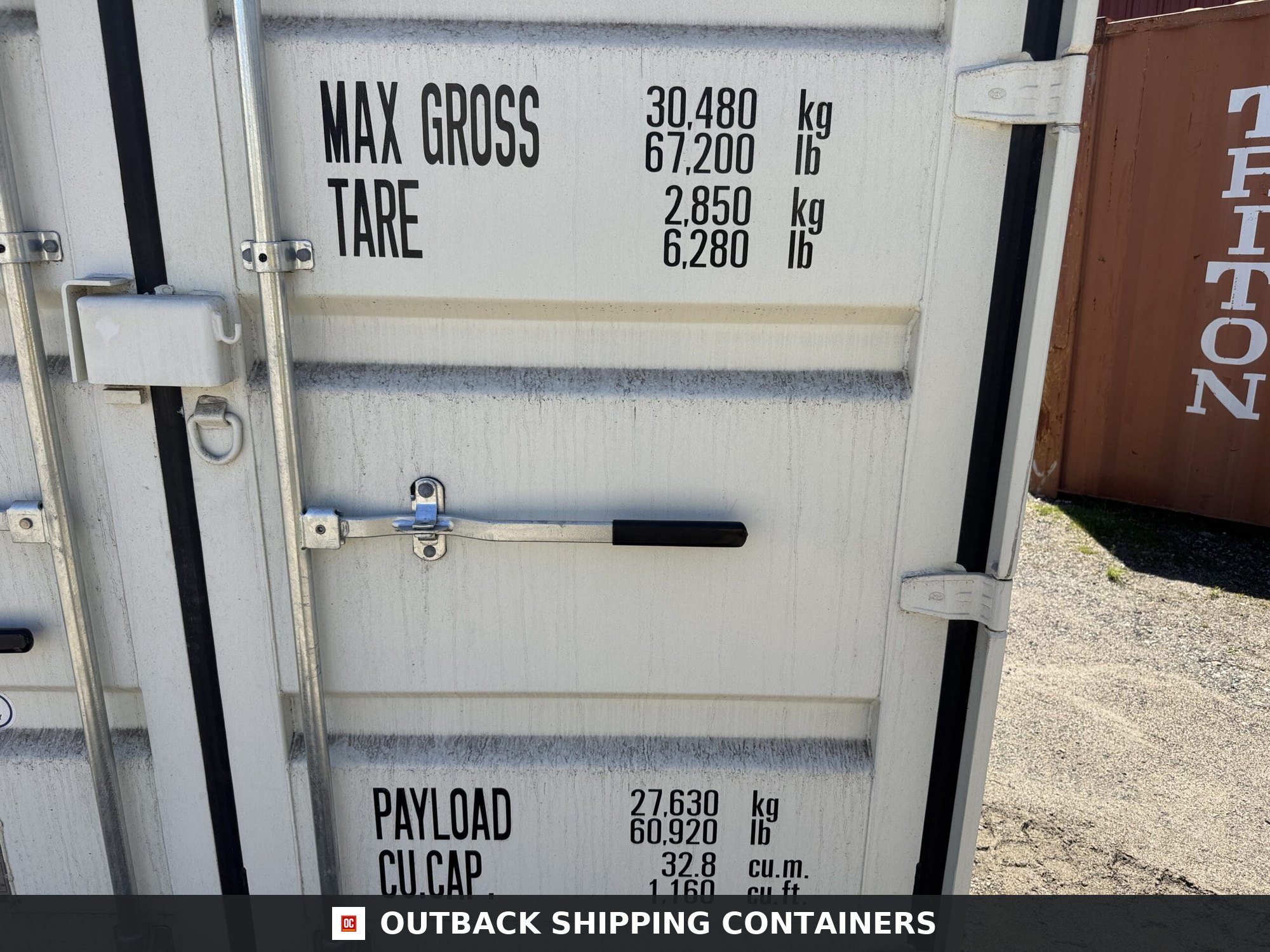 10ft New Shipping / Storage Container — Rear Exterior View | Outback Shipping Containers 2 10ft New Shipping / Storage Container – Wind & Watertight – White — 10ft — new (image 4 of 10)